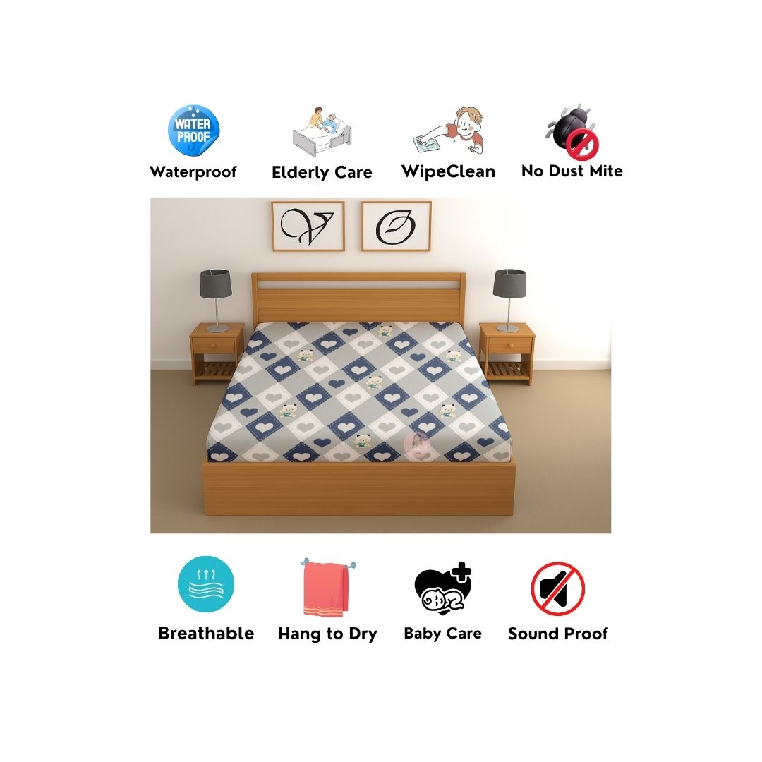 CHHAVI INDIA 210 TC Microfiber Waterproof Printed Fitted (Elastic) Bedsheet