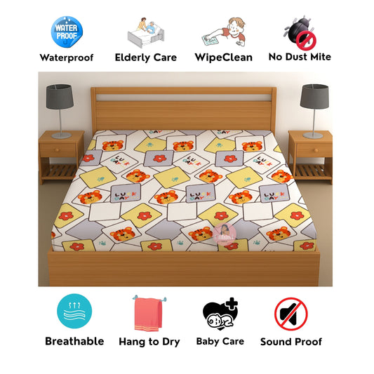 CHHAVI INDIA 210 TC Microfiber Waterproof Printed Fitted (Elastic) Bedsheet