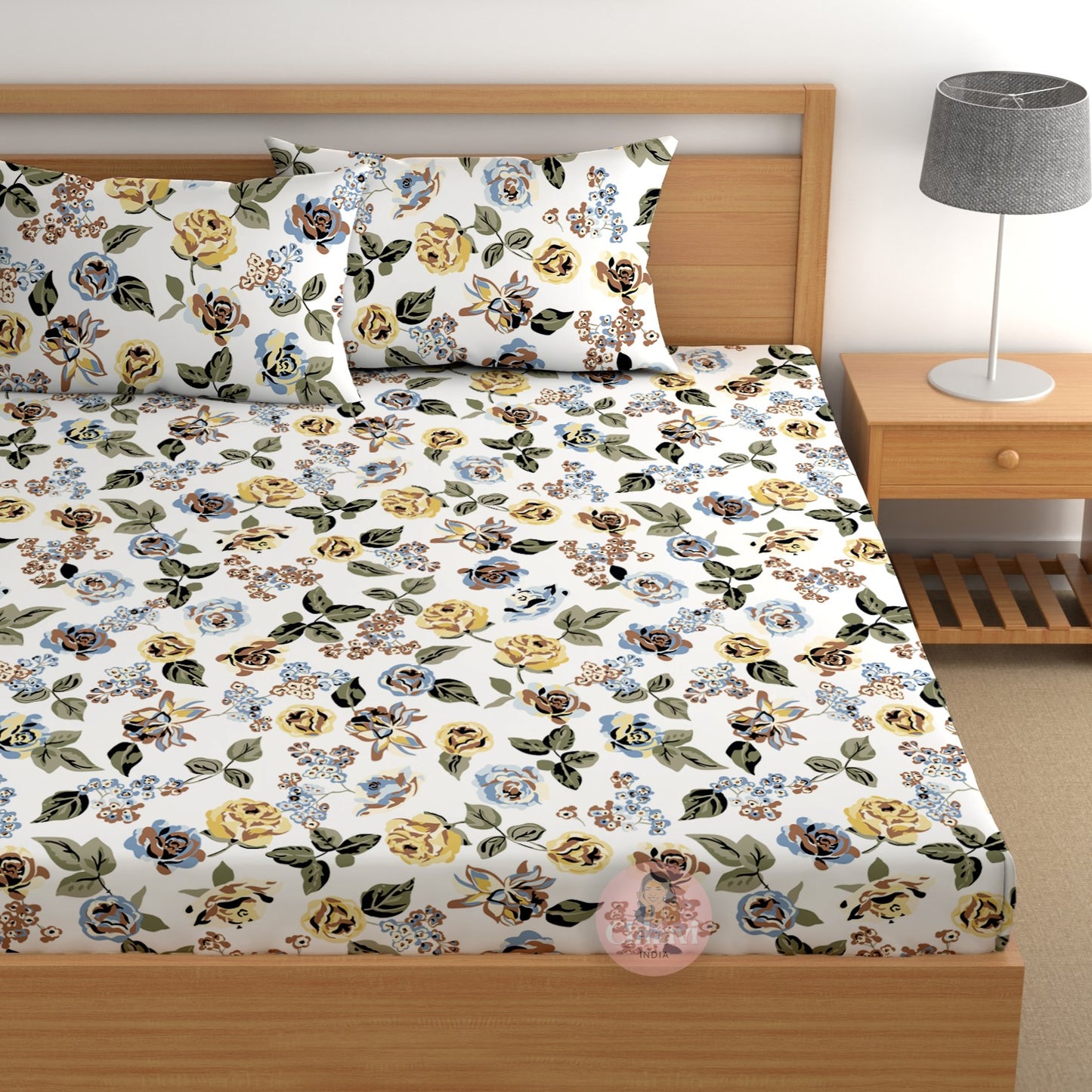 CHHAVI INDIA 210 TC Microfiber Printed Double Bedsheet With Pillow Covers