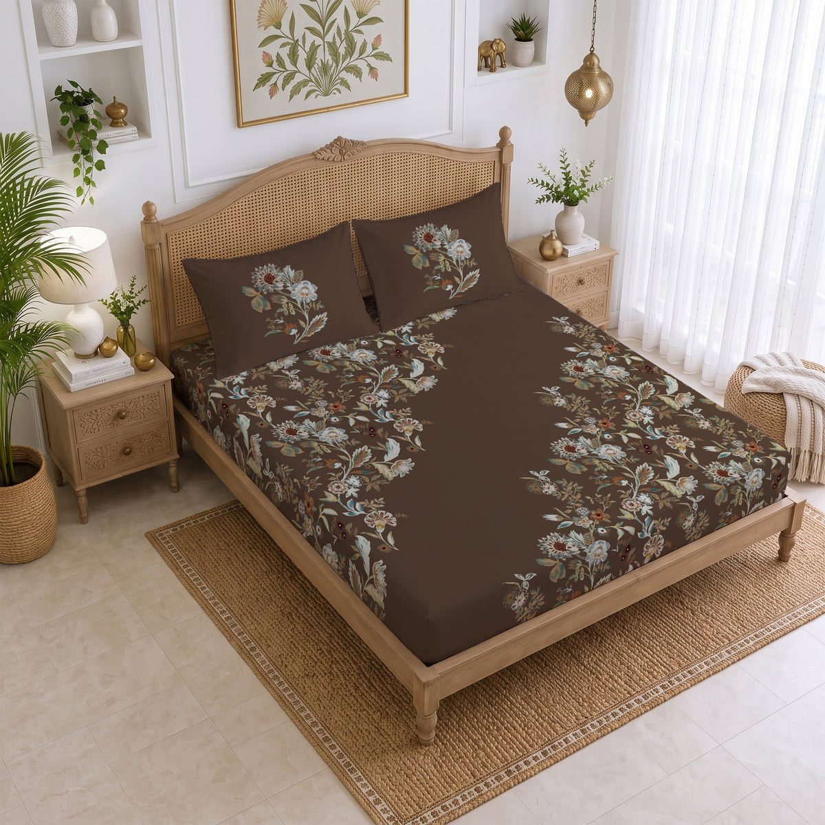 CHHAVI INDIA 210 TC Microfiber Printed King Size Bedsheet With 2 Pillow Covers
