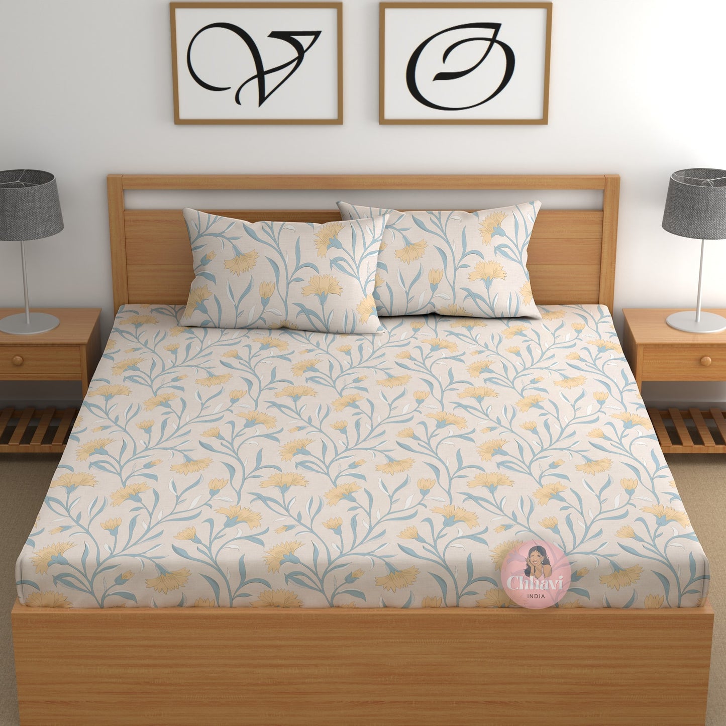 CHHAVI INDIA 210 TC Microfiber Printed Double Bedsheet With Pillow Covers