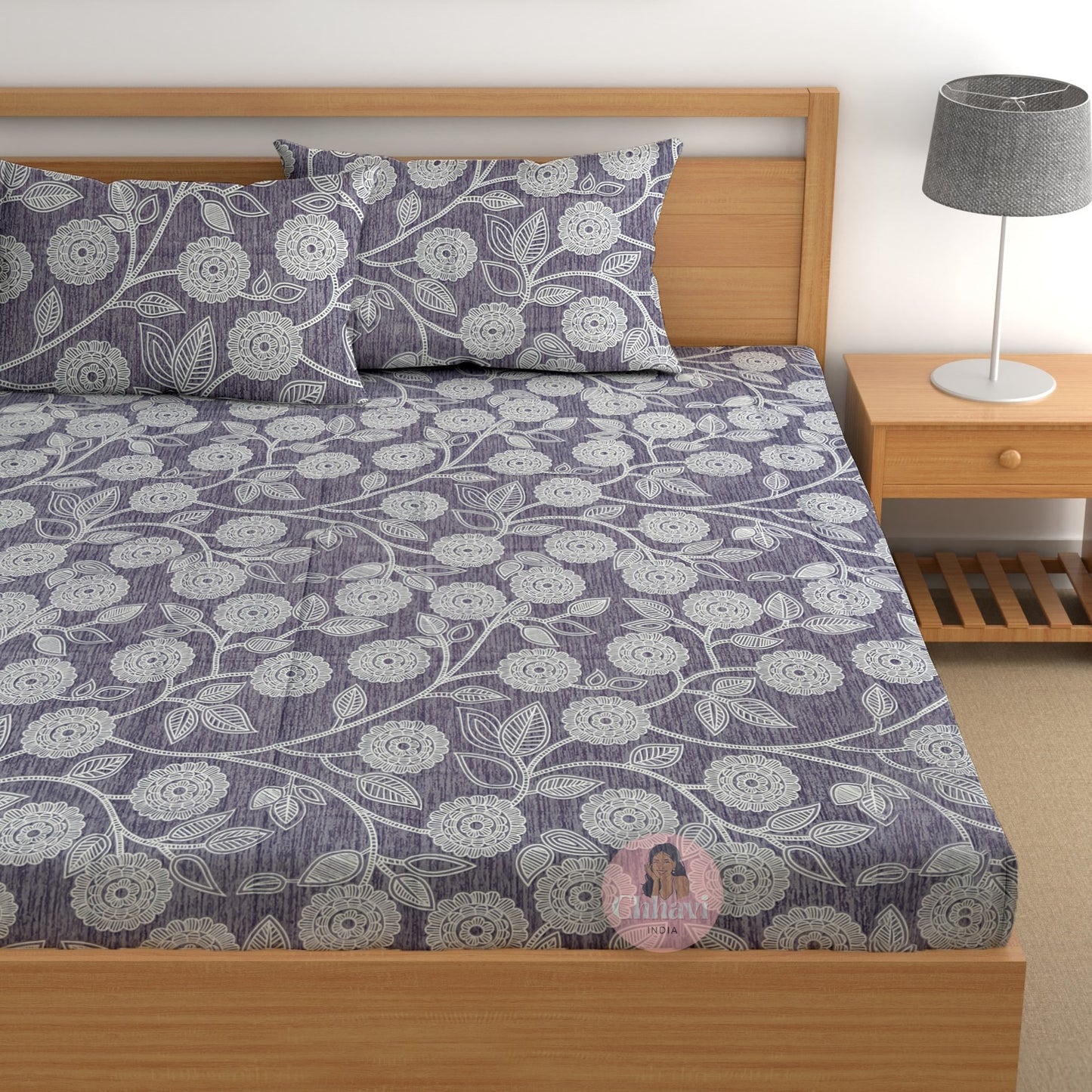 CHHAVI INDIA 210 TC Microfiber Printed King Size Bedsheet With Pillow Covers