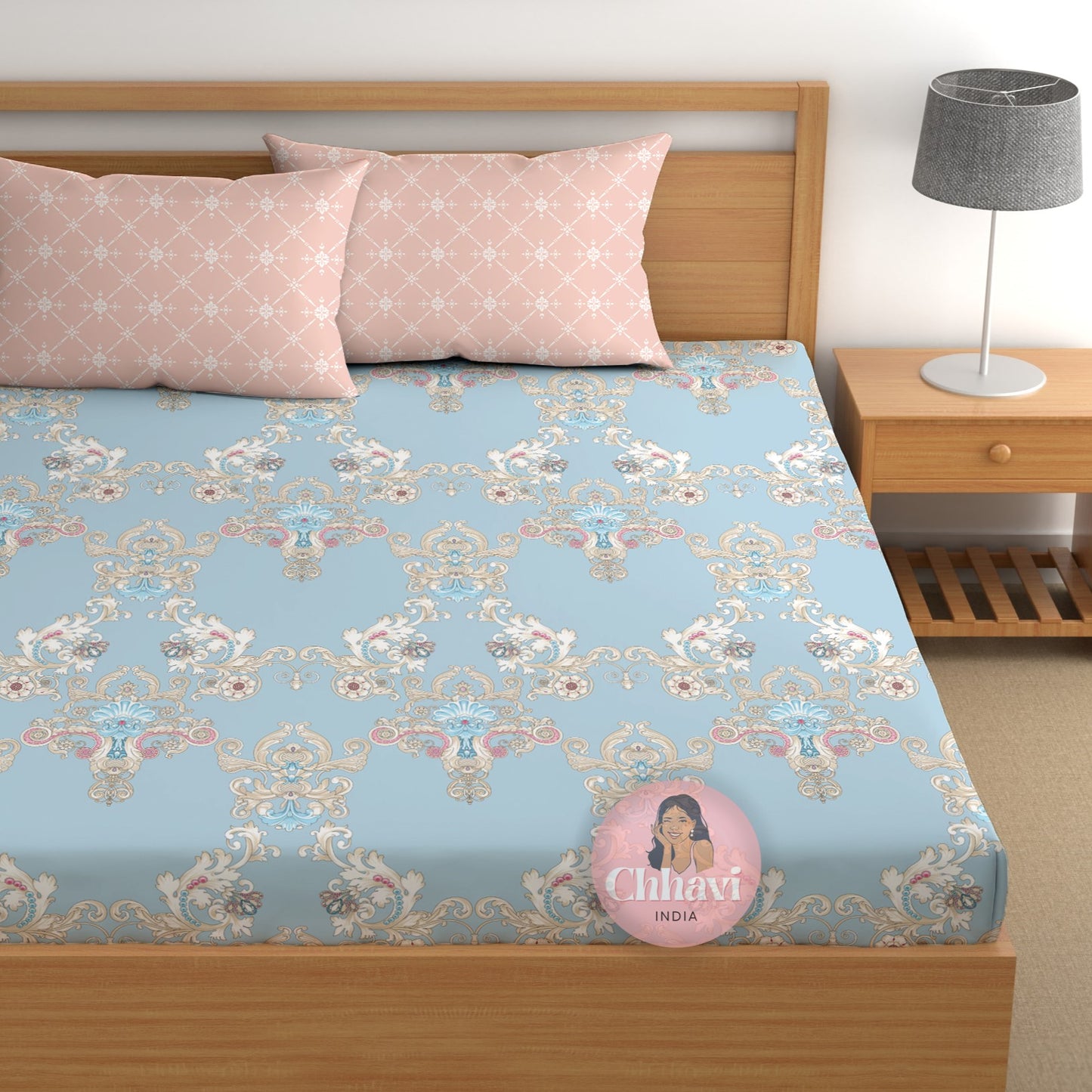 CHHAVI INDIA 210 TC Microfiber Printed King Size Bedsheet With Pillow Covers