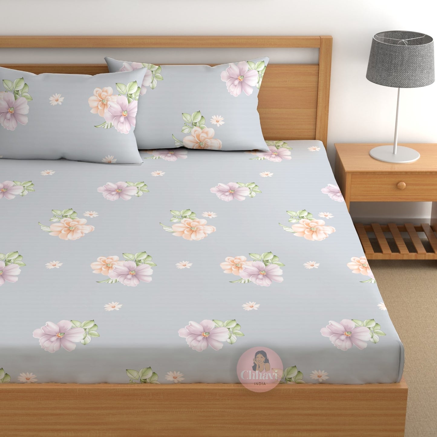 CHHAVI INDIA 210 TC Microfiber Printed Double Bedsheet With Pillow Covers
