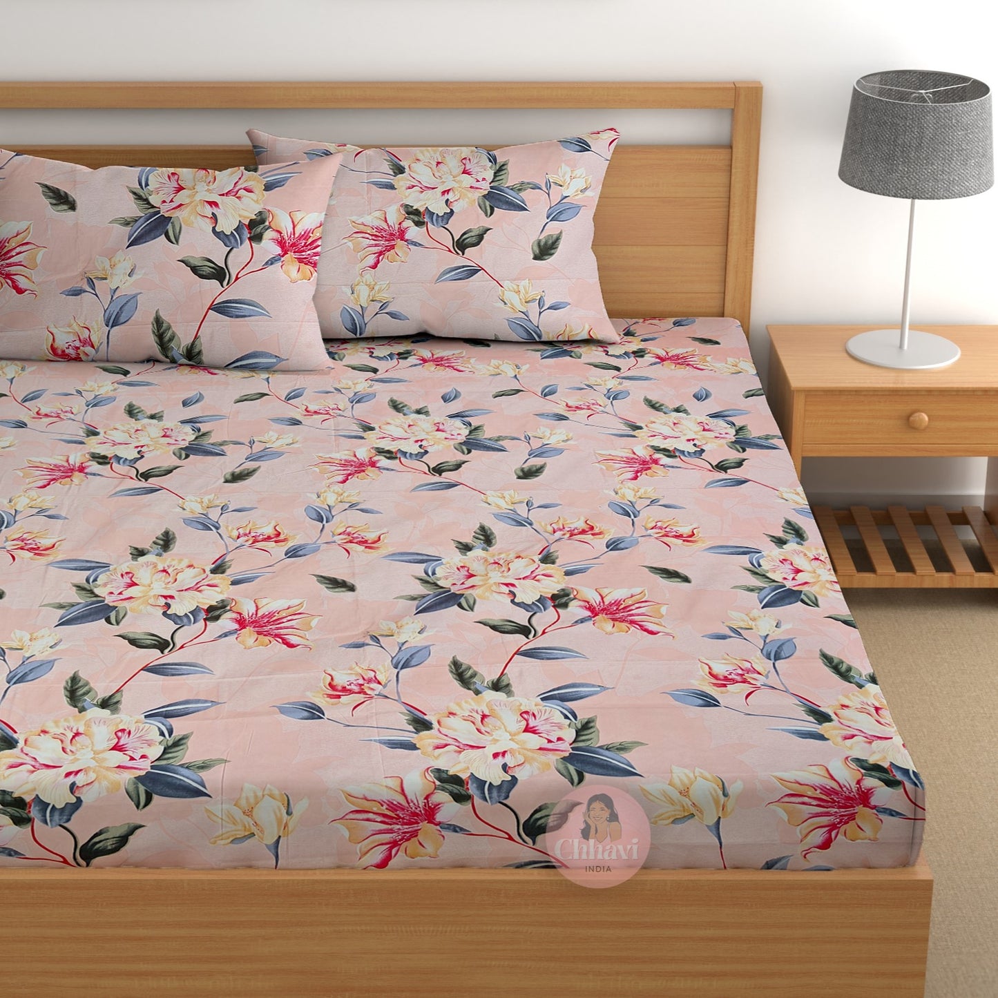 CHHAVI INDIA 210 TC Microfiber Printed King Size Bedsheet With Pillow Covers