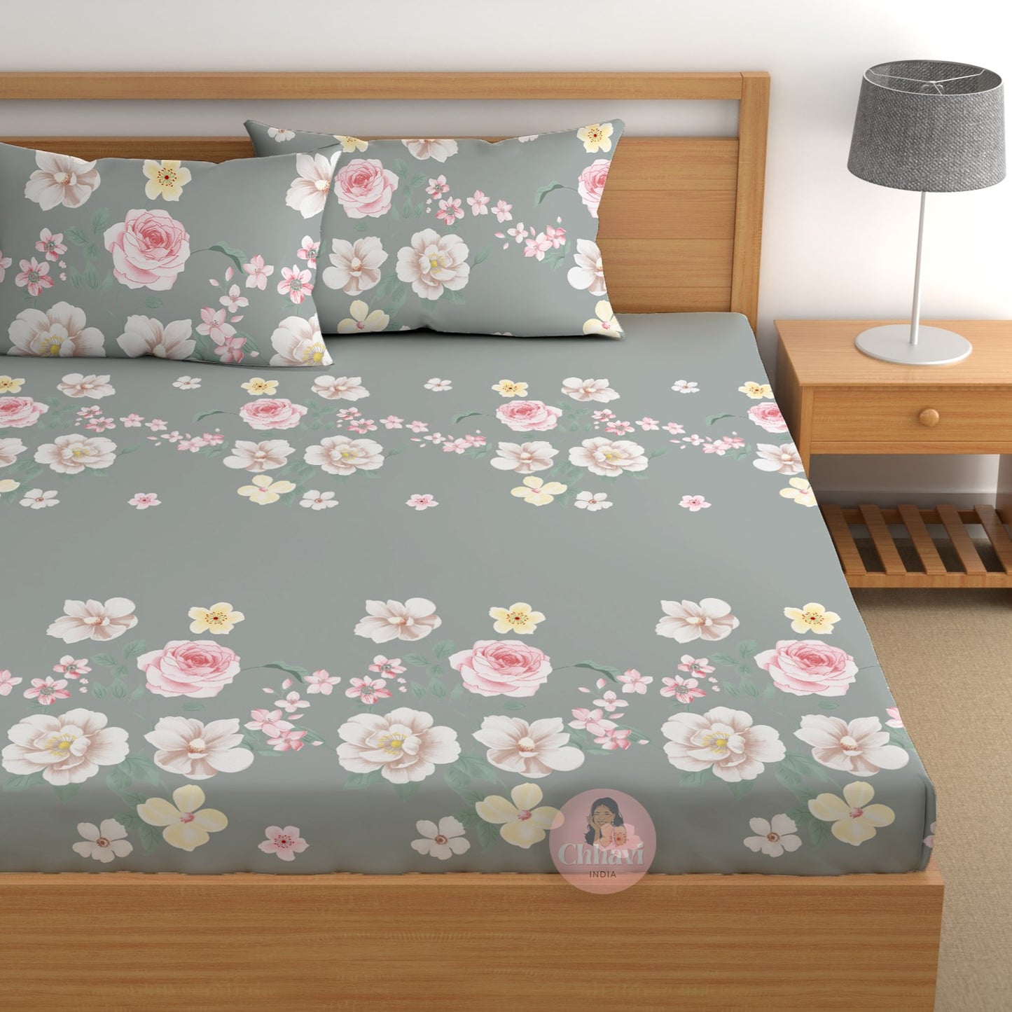 CHHAVI INDIA 210 TC Microfiber Printed Double Bedsheet With 2 Pillow Covers