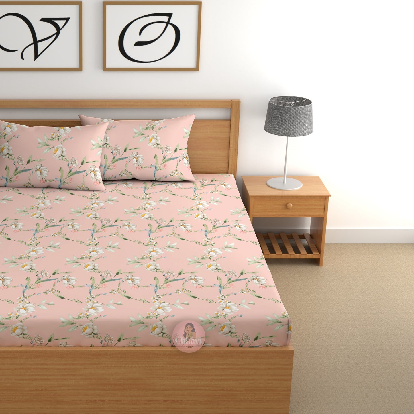 CHHAVI INDIA 210 TC Microfiber Printed Double Bedsheet With Pillow Covers