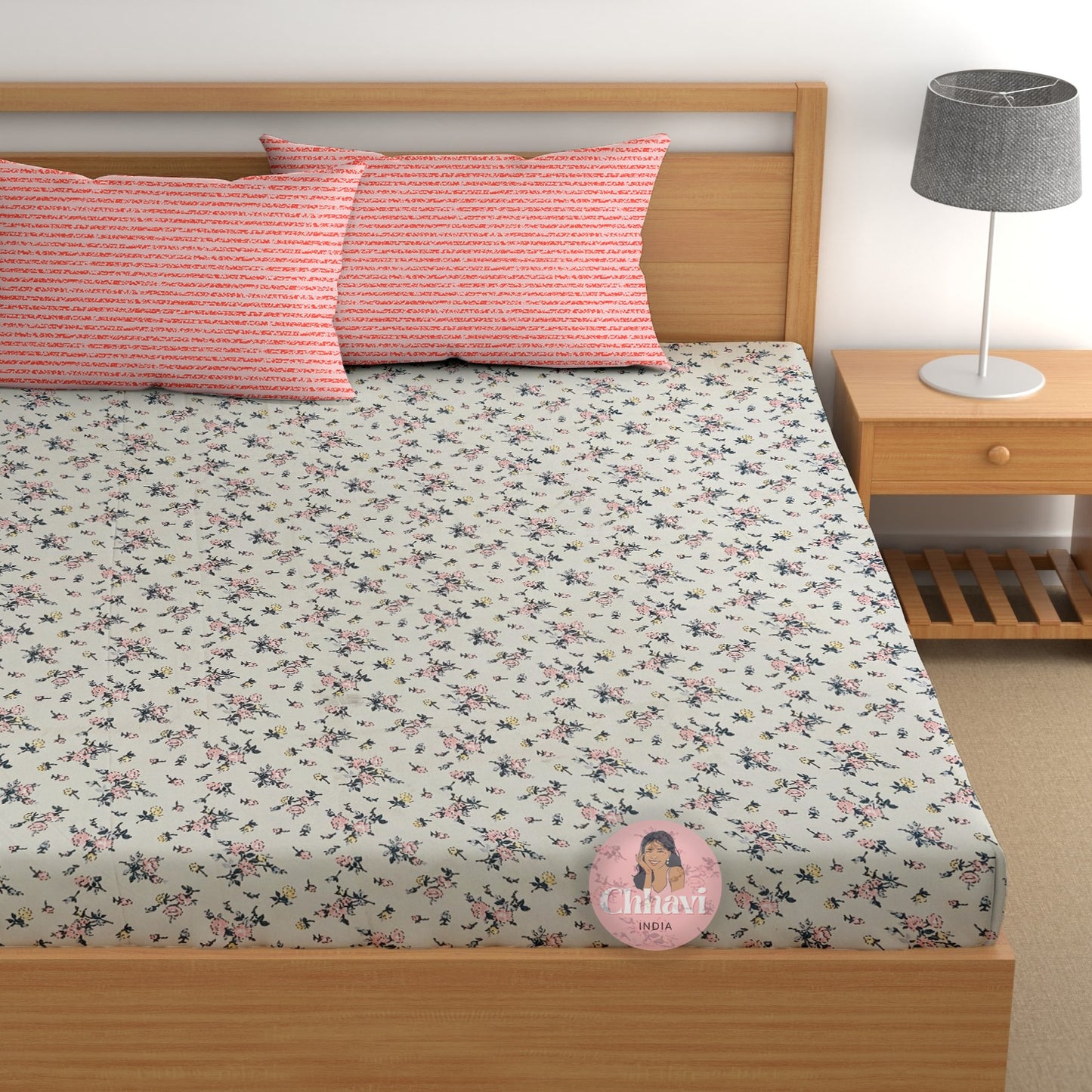 CHHAVI INDIA 210 TC Microfiber Printed King Size Bedsheet With Pillow Covers