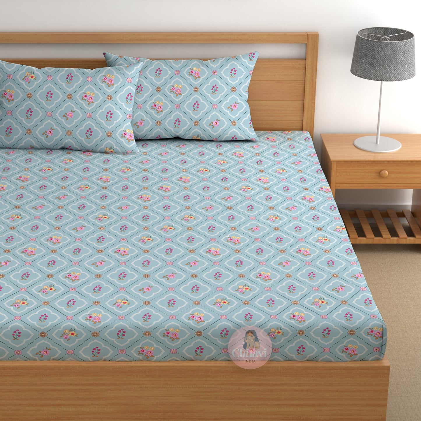 CHHAVI INDIA 210 TC Microfiber Printed Double Bedsheet With Pillow Covers