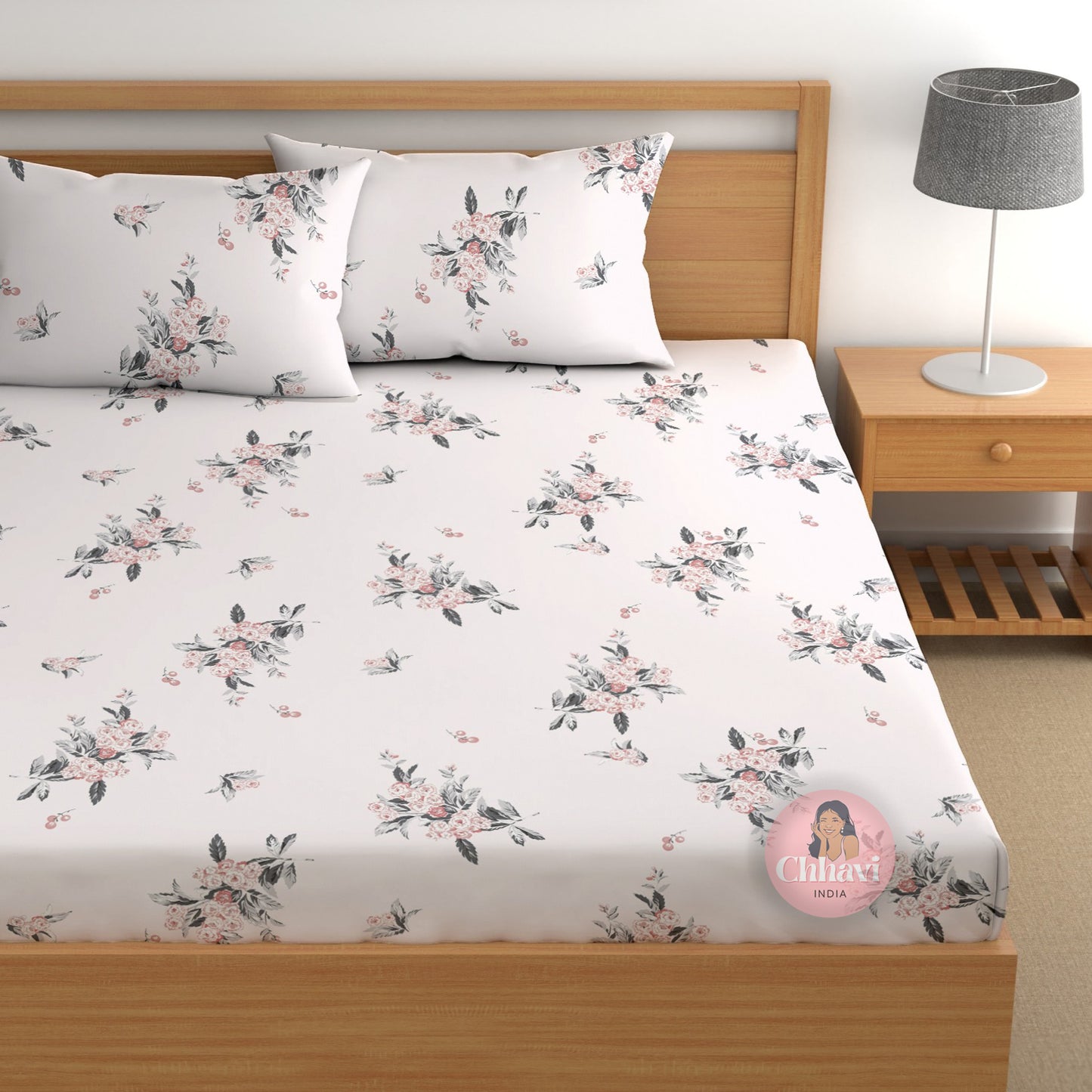 CHHAVI INDIA 210 TC Microfiber Printed Double Bedsheet With 2 Pillow Covers