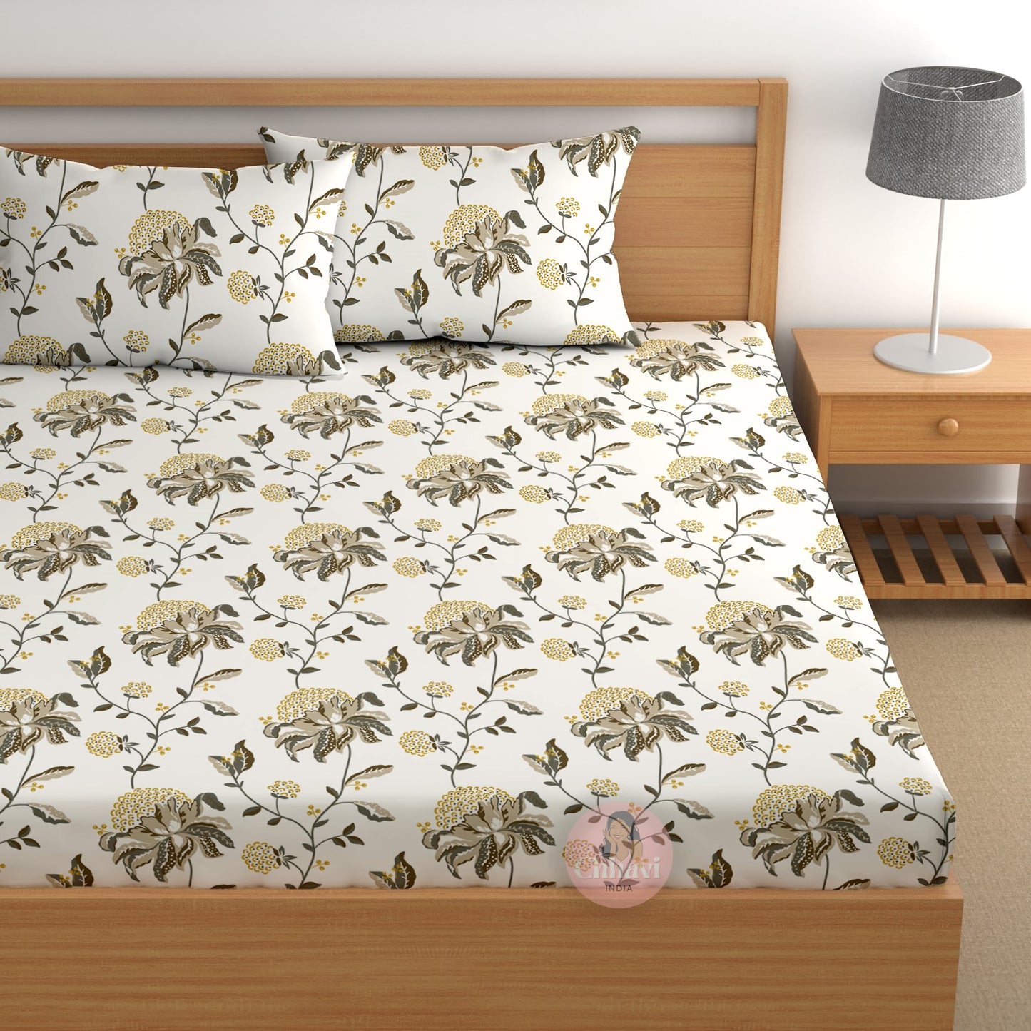 CHHAVI INDIA 210 TC Microfiber Printed Double Bedsheet With Pillow Covers
