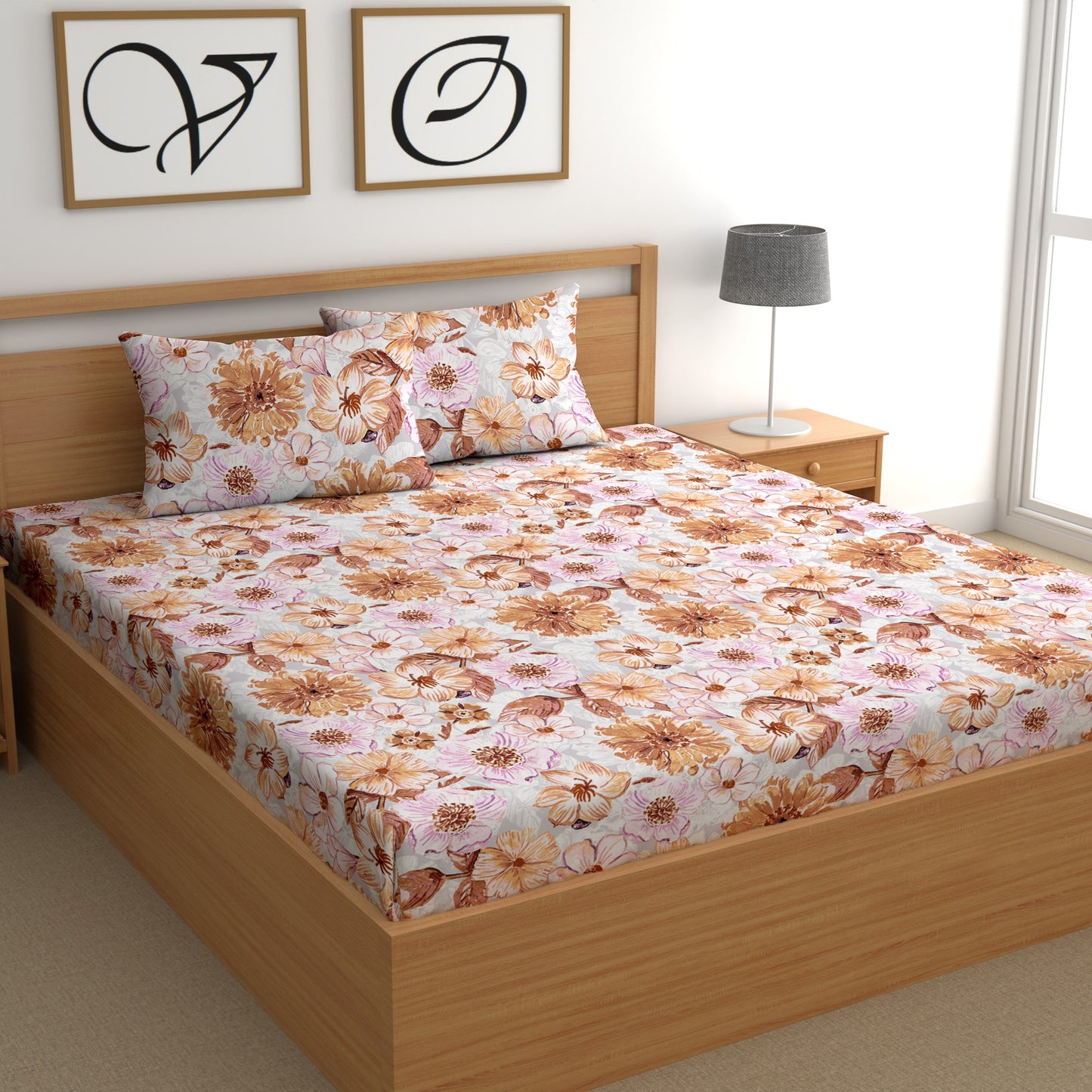 CHHAVI INDIA 210 TC Microfiber Printed Double Bedsheet With Pillow Covers