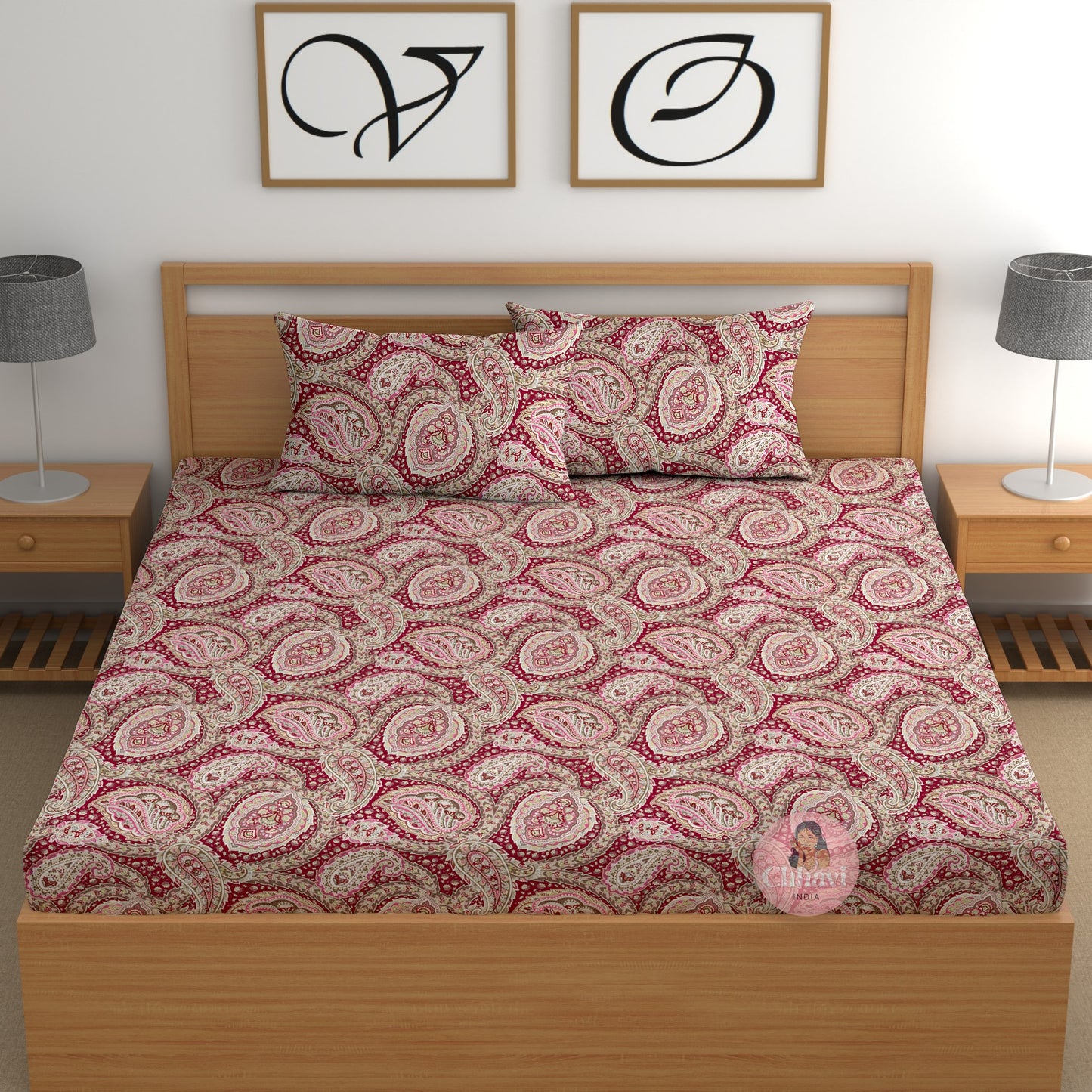 CHHAVI INDIA 210 TC Microfiber Printed King Size Bedsheet With Pillow Covers