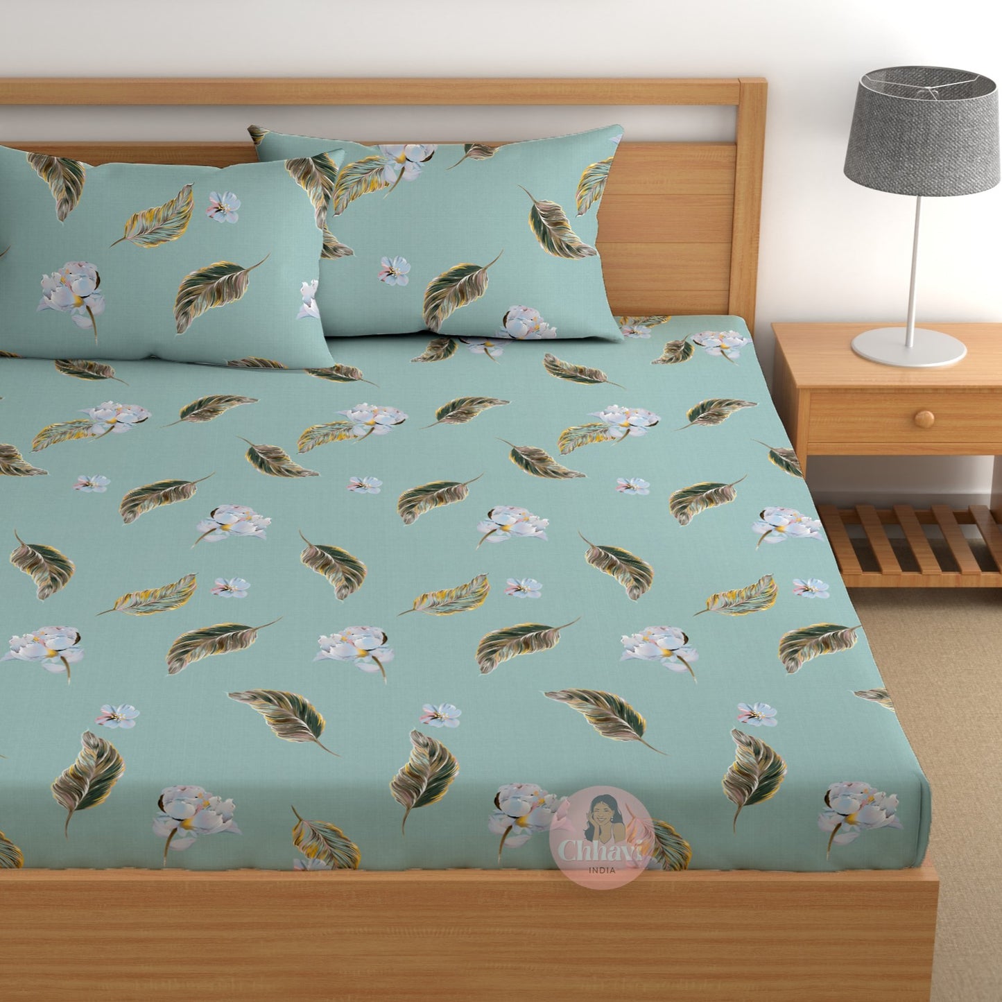 CHHAVI INDIA 210 TC Microfiber Printed Double Bedsheet With Pillow Covers