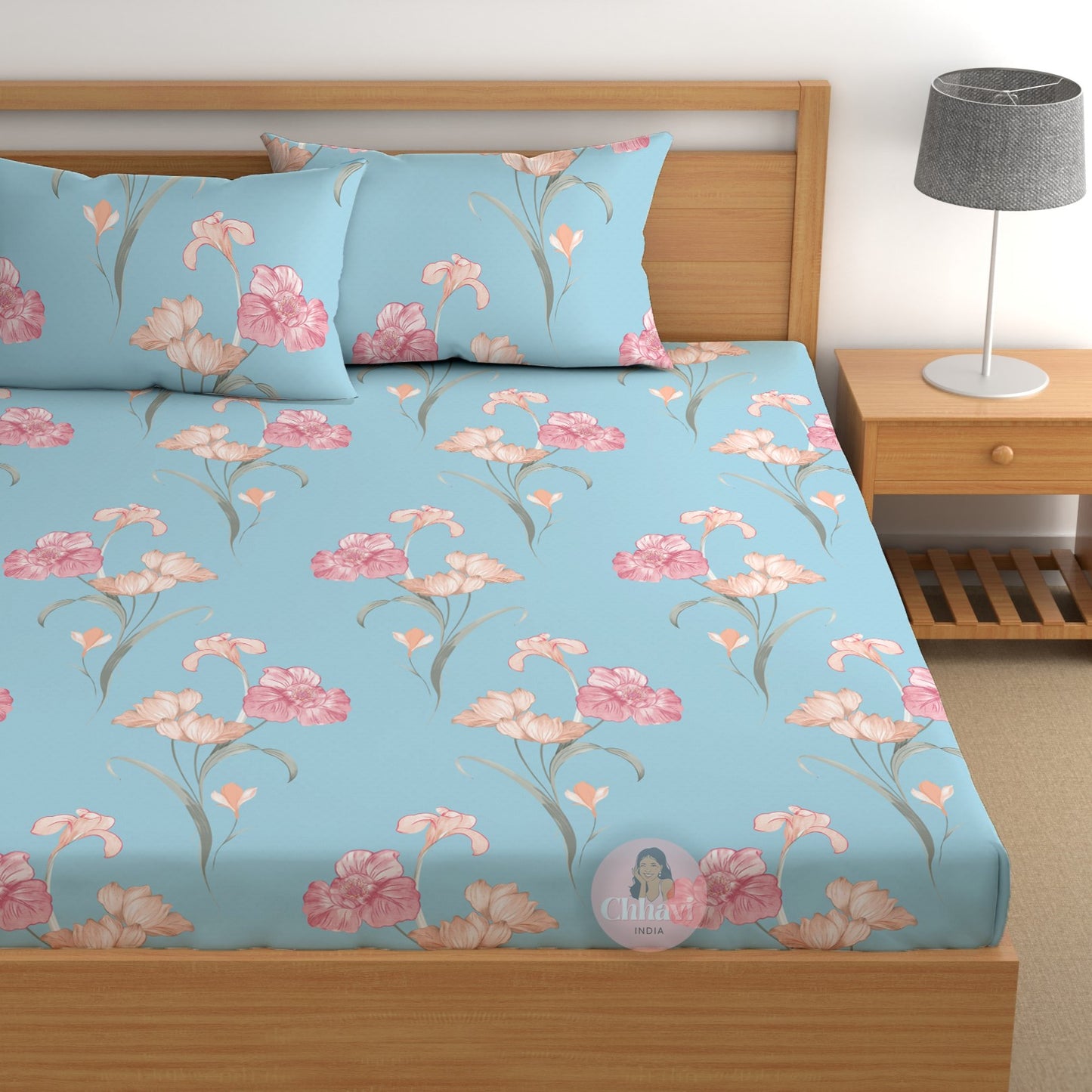 CHHAVI INDIA 210 TC Microfiber Printed Double Bedsheet With Pillow Covers