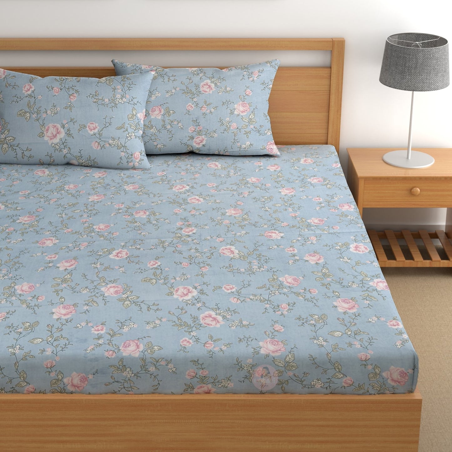 CHHAVI INDIA 210 TC Microfiber Printed King Size Bedsheet With Pillow Covers