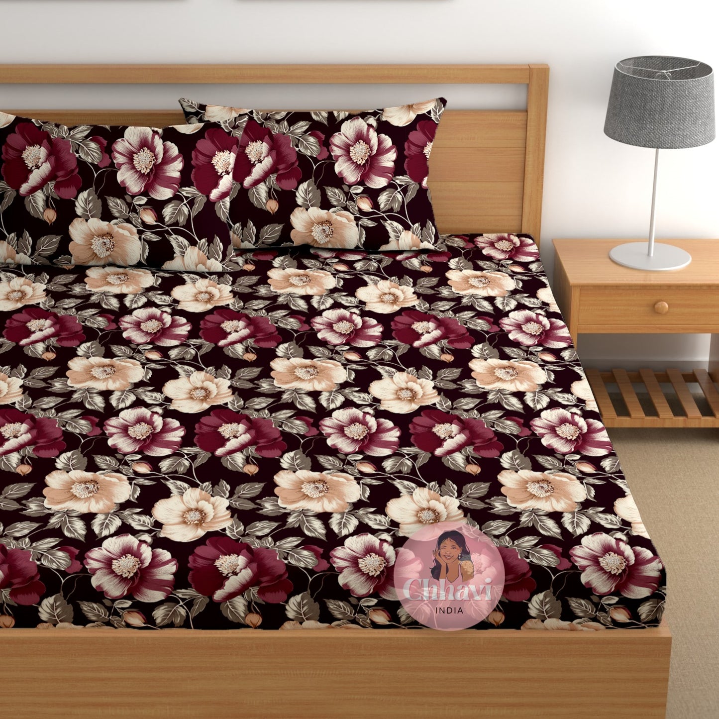 CHHAVI INDIA 210 TC Microfiber Printed Double Bedsheet With Pillow Covers
