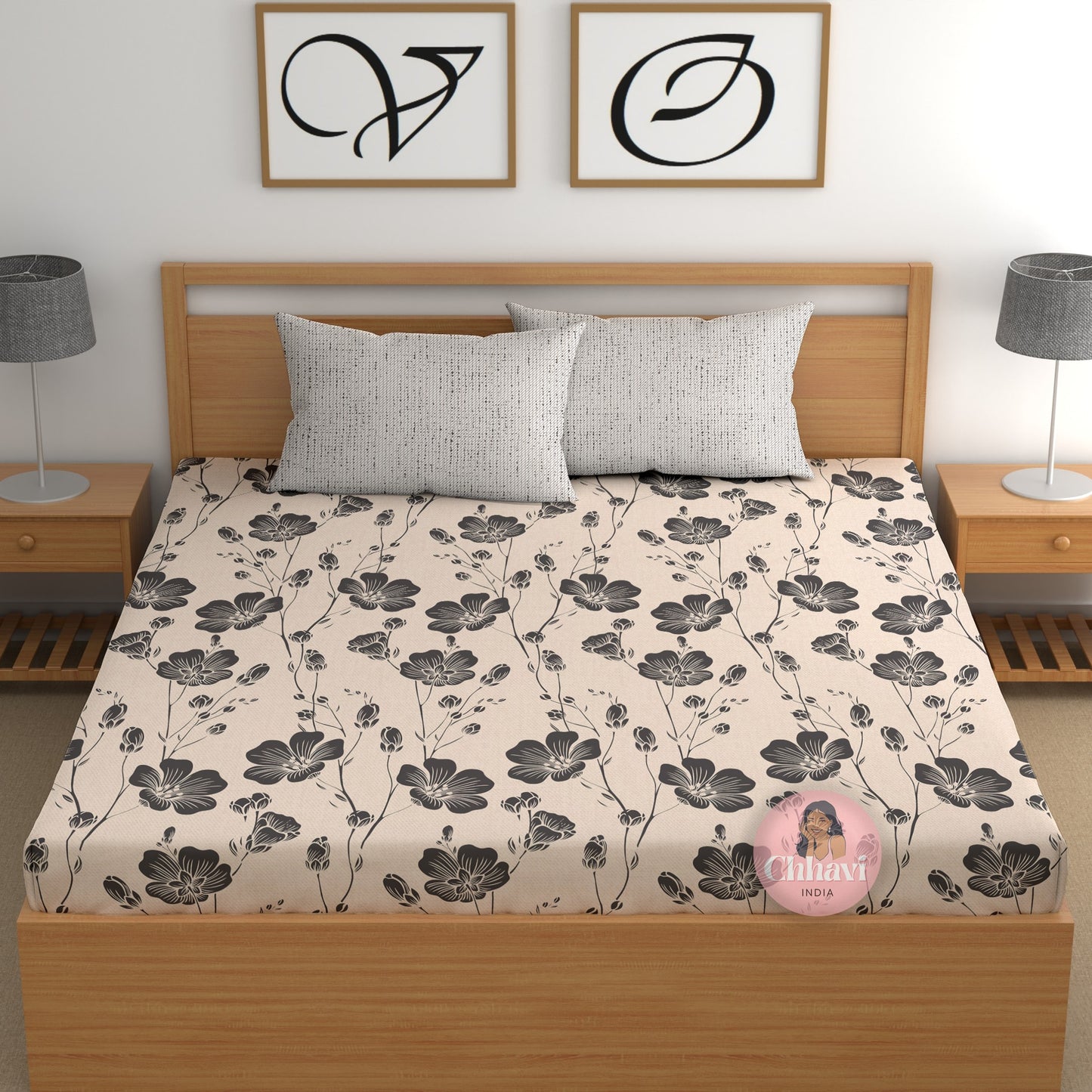 CHHAVI INDIA 210 TC Microfiber Printed King Size Bedsheet With 2 Pillow Covers