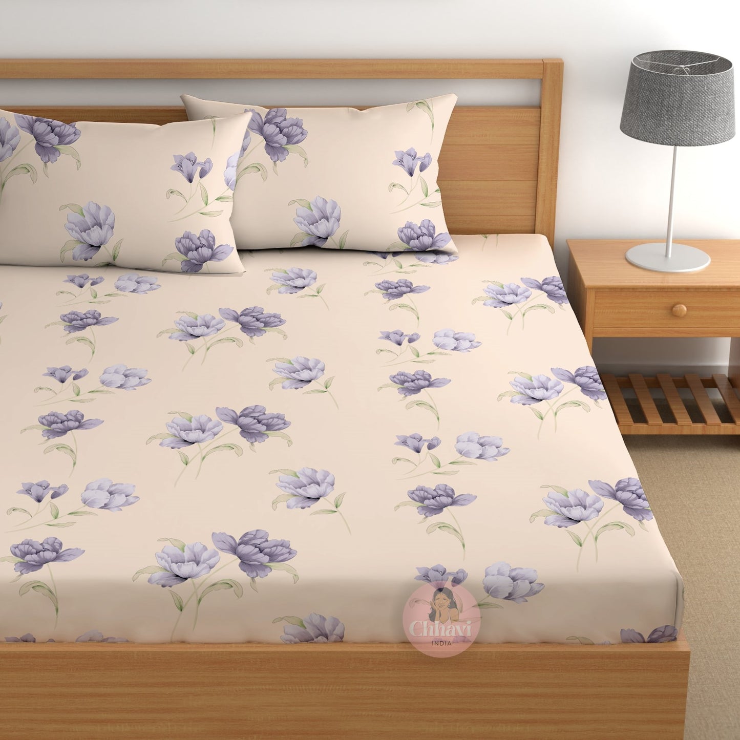 CHHAVI INDIA 210 TC Microfiber Printed Double Bedsheet With Pillow Covers