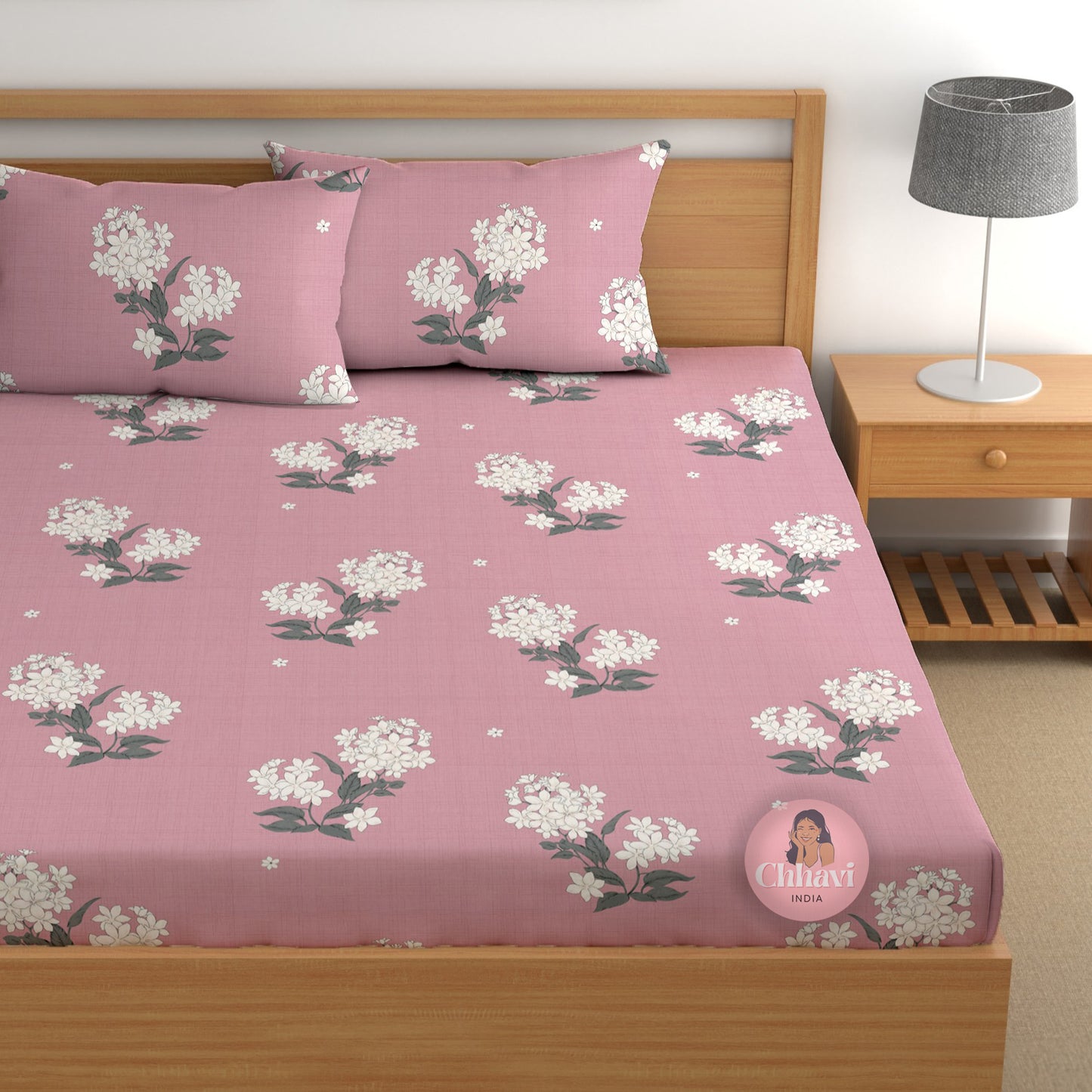 CHHAVI INDIA 210 TC Microfiber Printed Double Bedsheet With 2 Pillow Covers