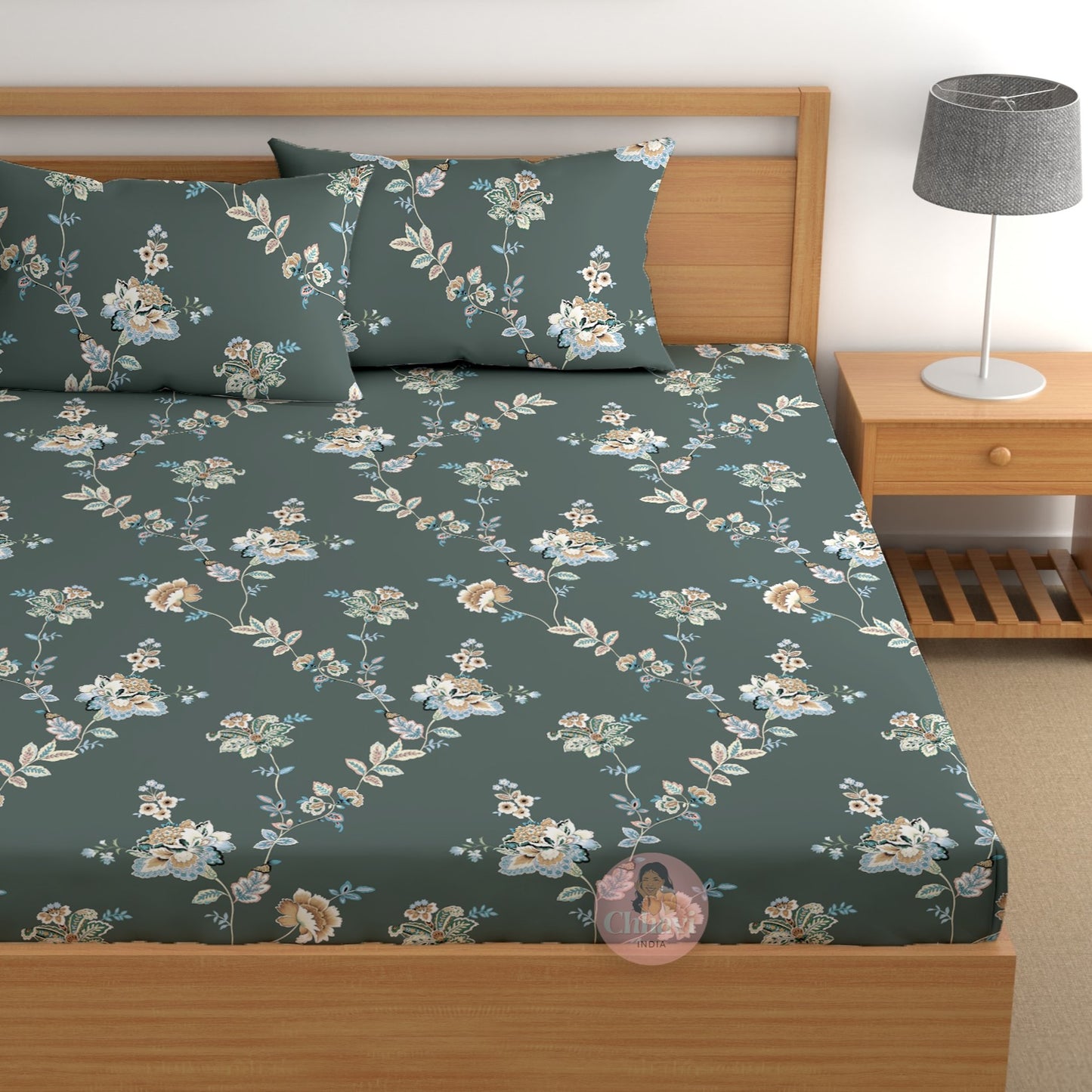 CHHAVI INDIA 210 TC Microfiber Printed Double Bedsheet With Pillow Covers