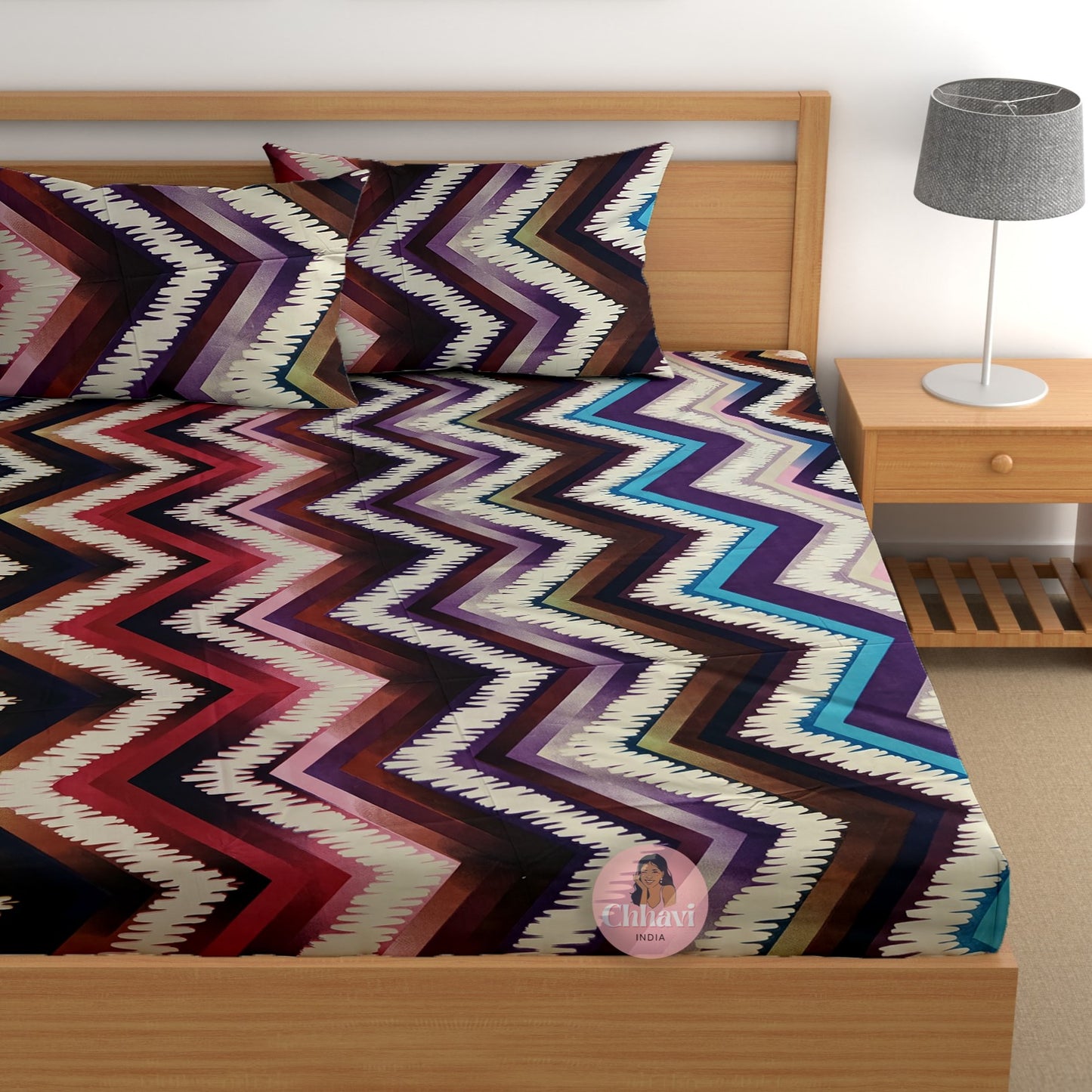 CHHAVI INDIA 210 TC Microfiber Printed Double Bedsheet With Pillow Covers