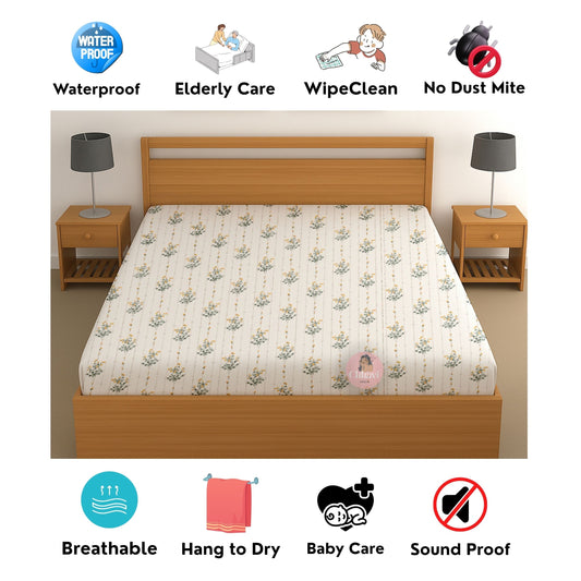 CHHAVI INDIA 210 TC Microfiber Waterproof Printed Fitted (Elastic) Bedsheet