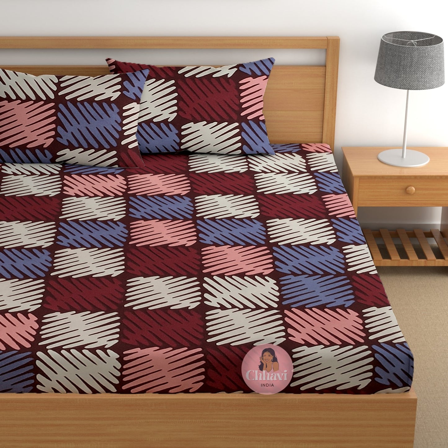 CHHAVI INDIA 210 TC Microfiber Printed Double Bedsheet With Pillow Covers