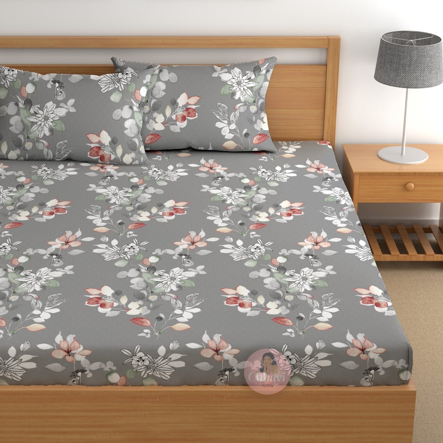 CHHAVI INDIA 210 TC Microfiber Printed Double Bedsheet With Pillow Covers