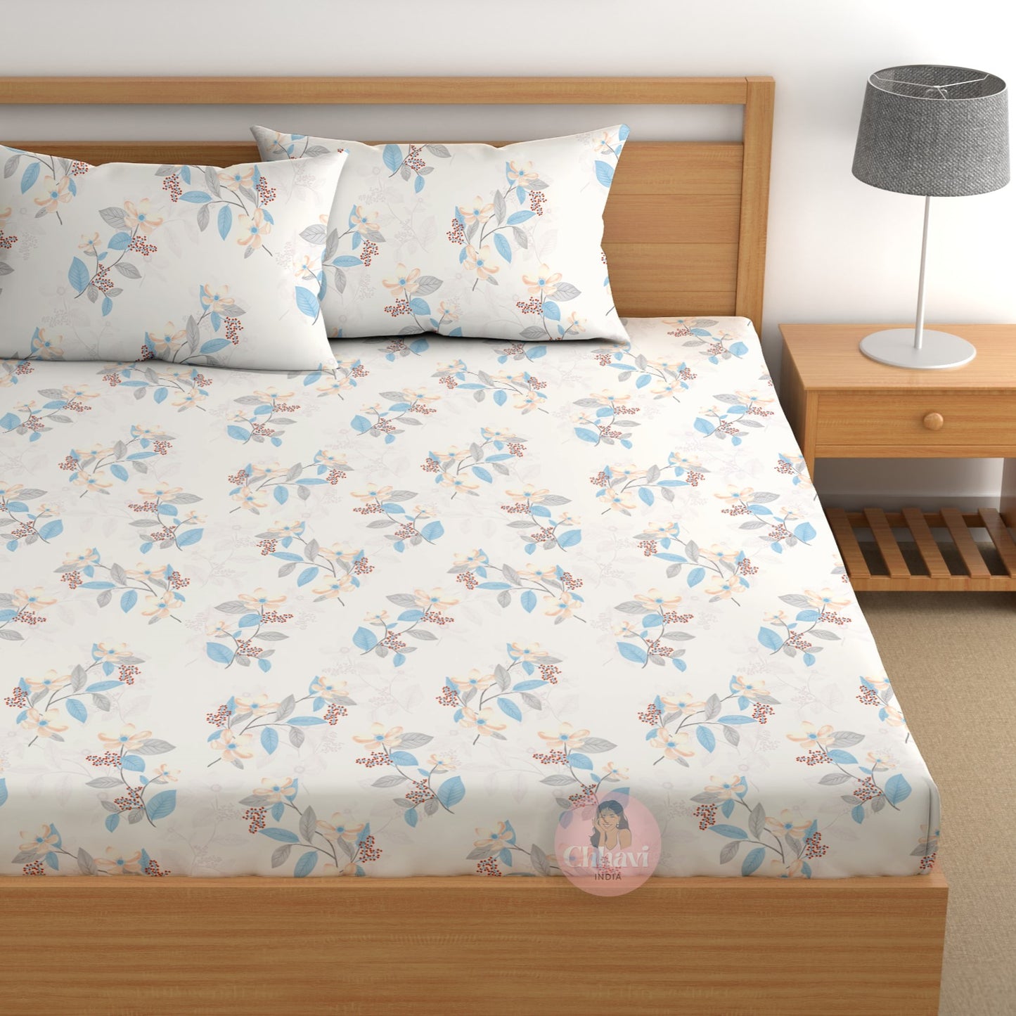 CHHAVI INDIA 210 TC Microfiber Printed Double Bedsheet With Pillow Covers