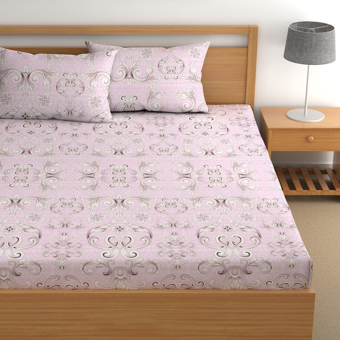 CHHAVI INDIA 210 TC Microfiber Printed King Size Bedsheet With Pillow Covers