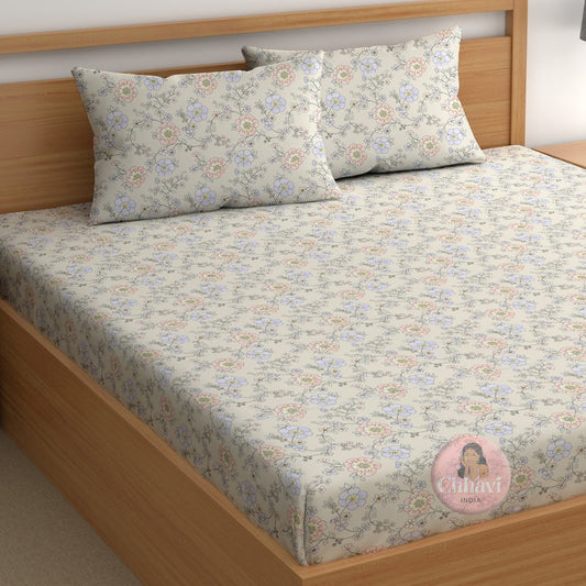 CHHAVI INDIA 210 TC Microfiber Printed Double Bedsheet With 2 Pillow Covers