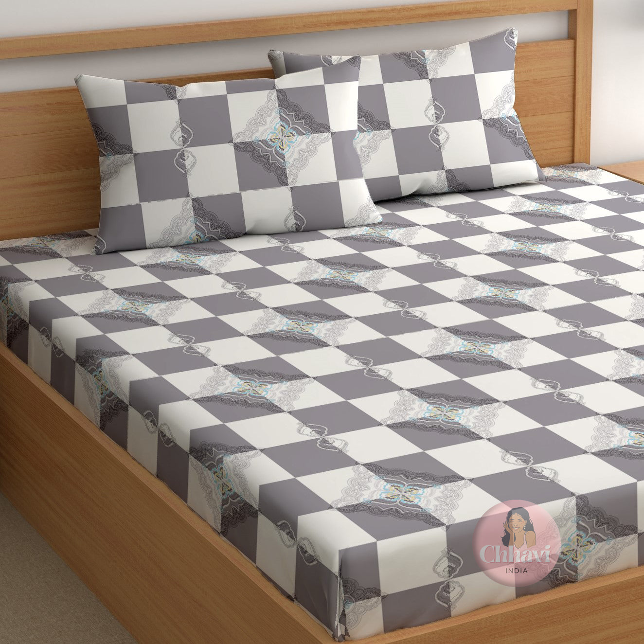 CHHAVI INDIA 210 TC Microfiber Printed King Size Bedsheet With Pillow Covers