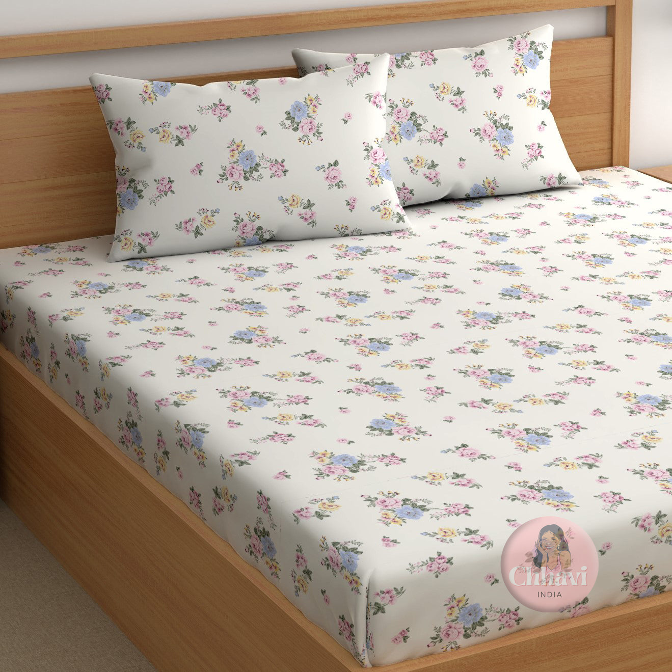 CHHAVI INDIA 210 TC Microfiber Printed King Size Bedsheet With Pillow Covers