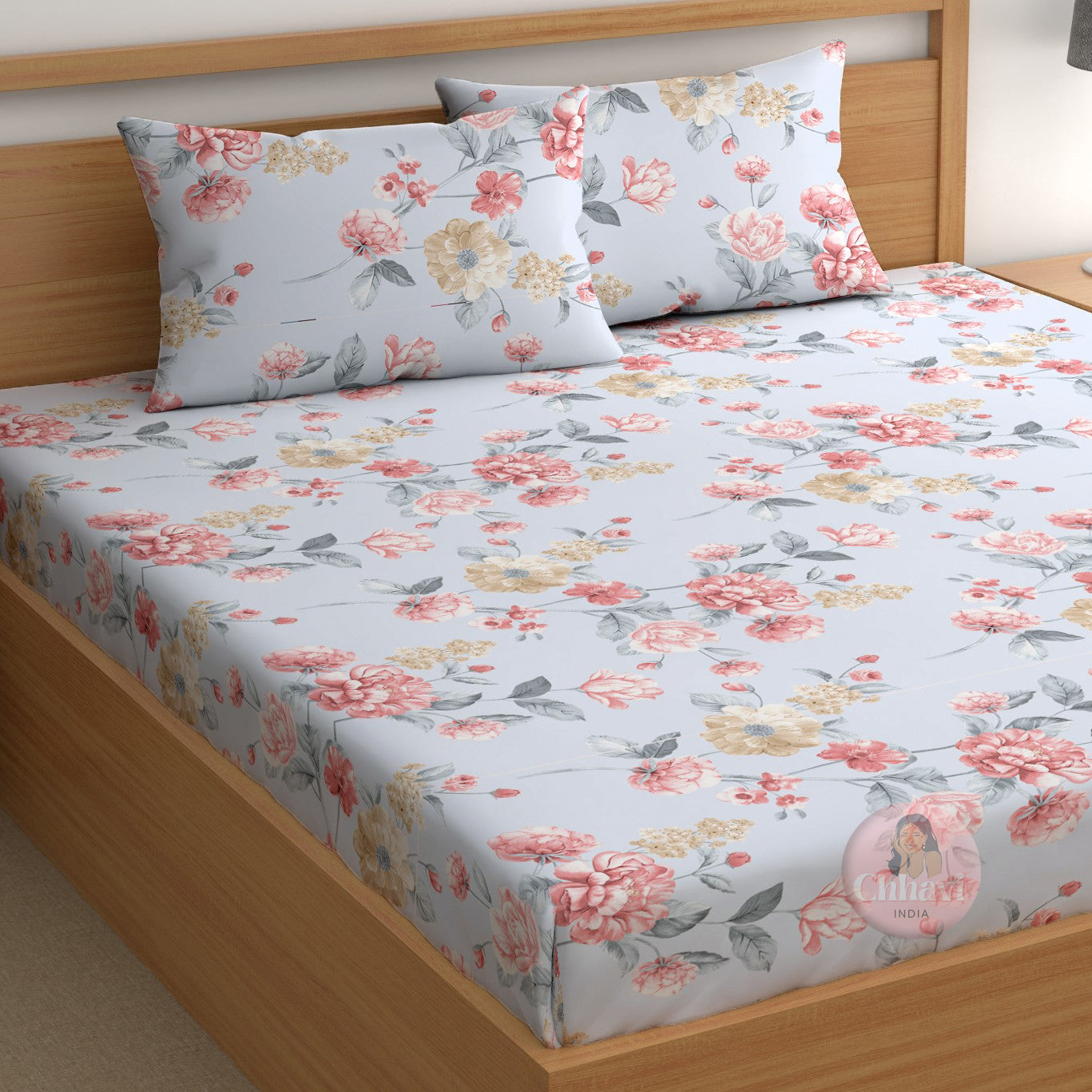 CHHAVI INDIA 210 TC Microfiber Printed King Size Bedsheet With Pillow Covers