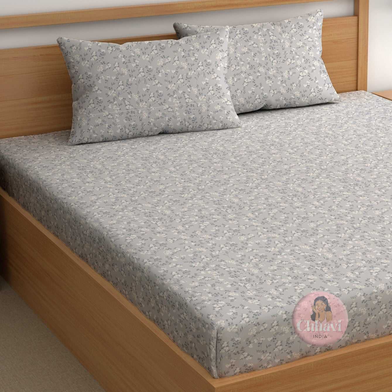 CHHAVI INDIA 210 TC Microfiber Printed King Size Bedsheet With Pillow Covers