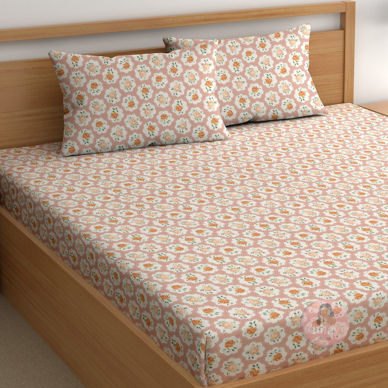 CHHAVI INDIA 210 TC Microfiber Printed King Size Bedsheet With Pillow Covers