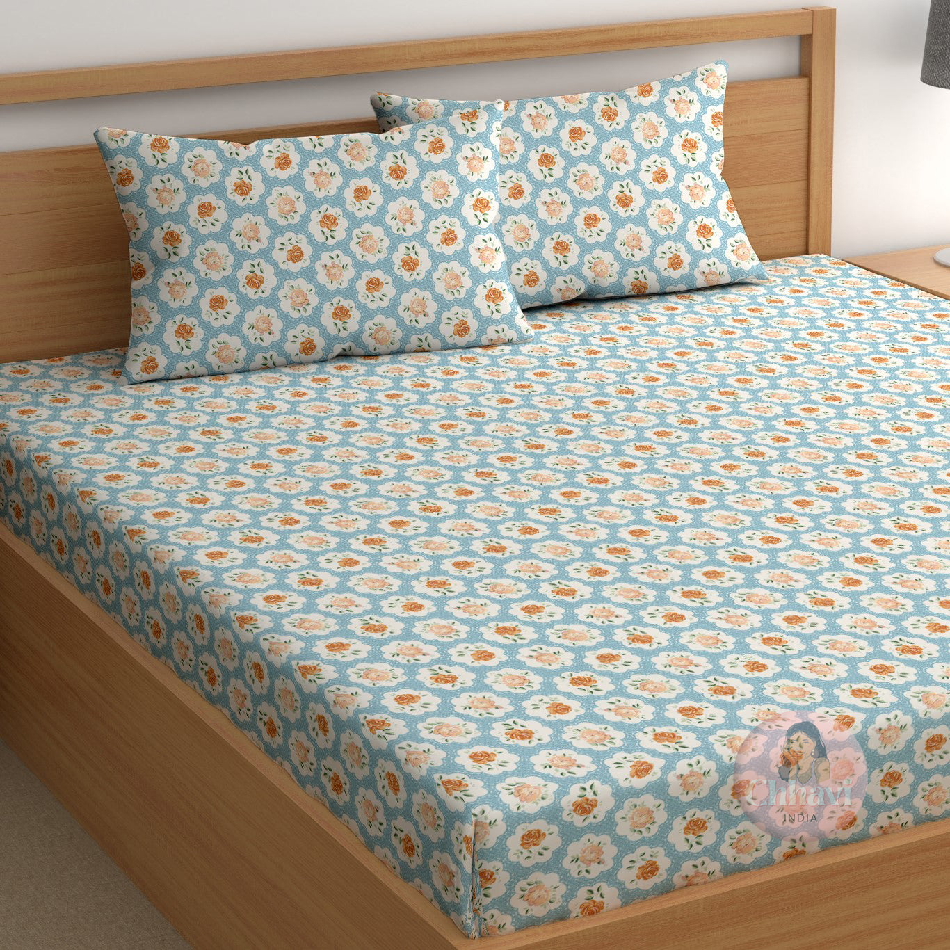 CHHAVI INDIA 210 TC Microfiber Printed King Size Bedsheet With Pillow Covers