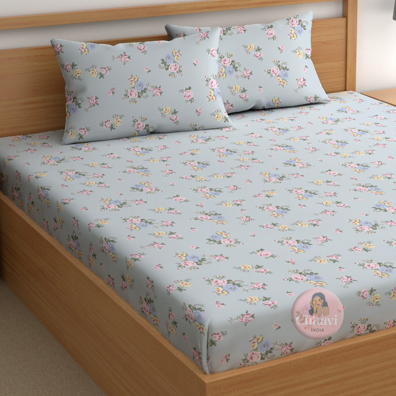 CHHAVI INDIA 210 TC Microfiber Printed King Size Bedsheet With Pillow Covers