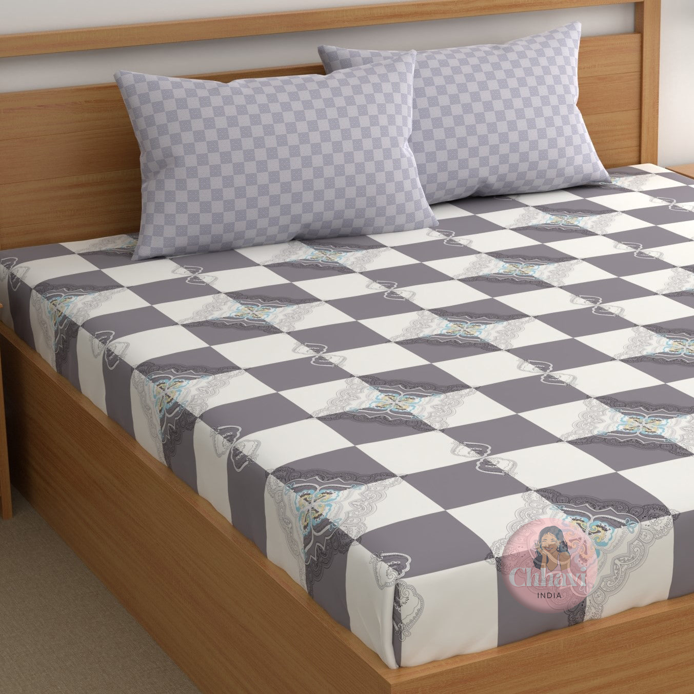 CHHAVI INDIA 210 TC Microfiber Printed King Size Bedsheet With Pillow Covers