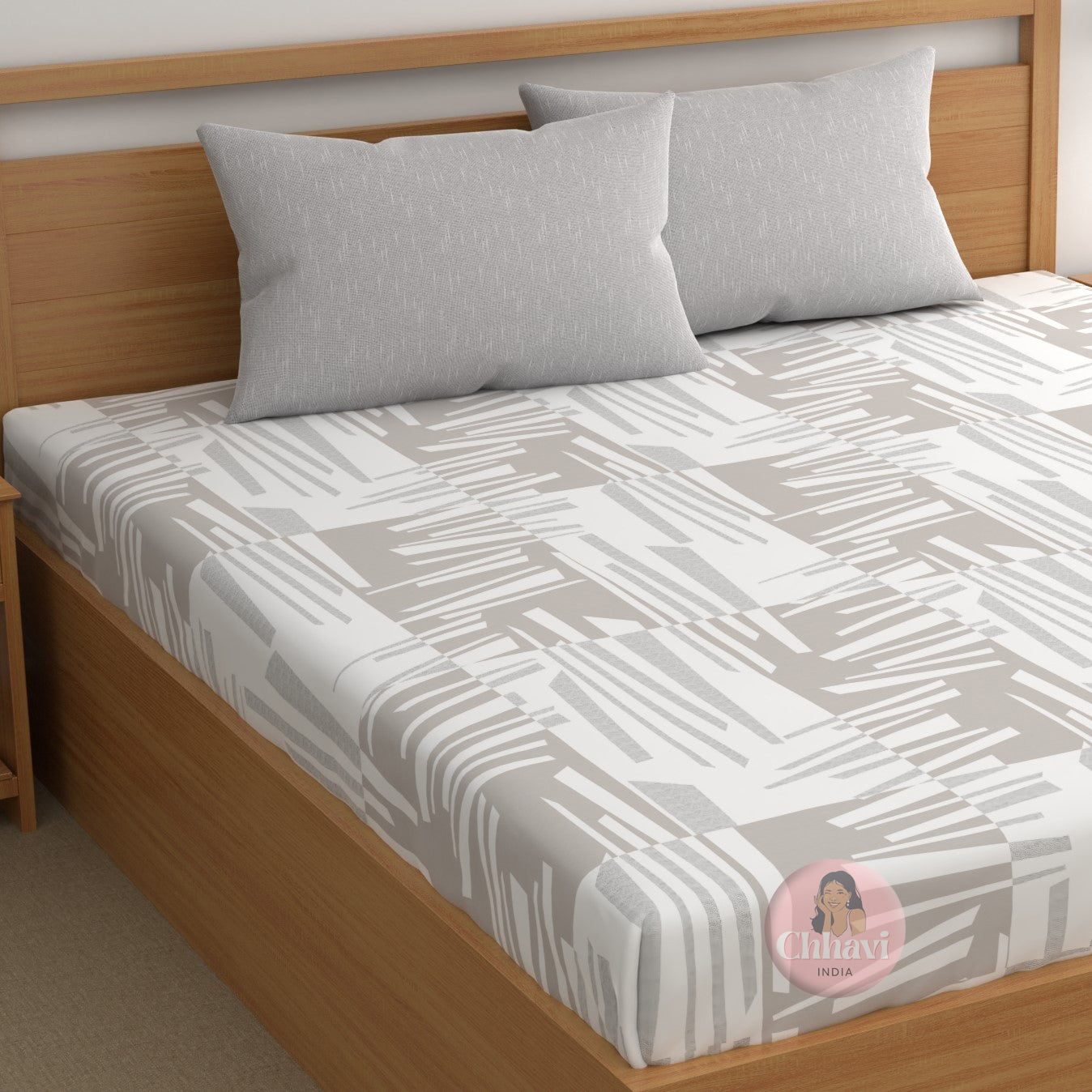 CHHAVI INDIA 210 TC Microfiber Printed Double Bedsheet With Pillow Covers