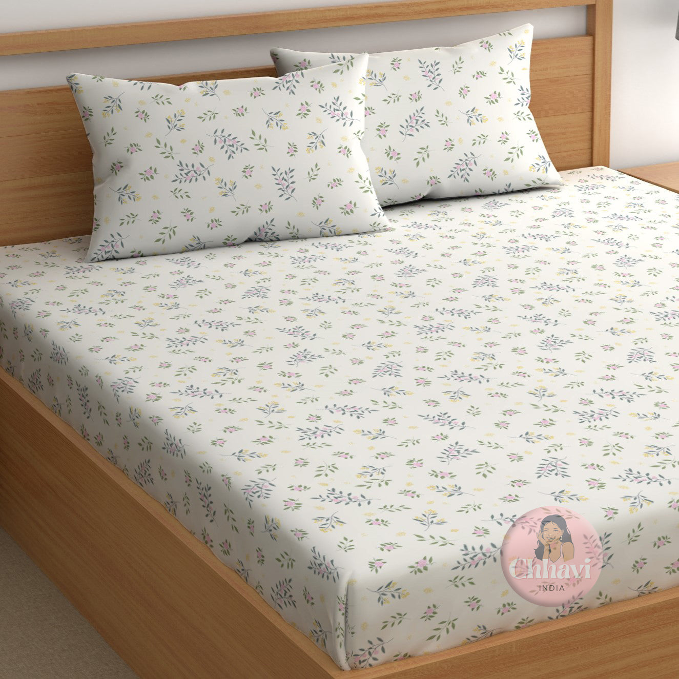 CHHAVI INDIA 210 TC Microfiber Printed King Size Bedsheet With Pillow Covers