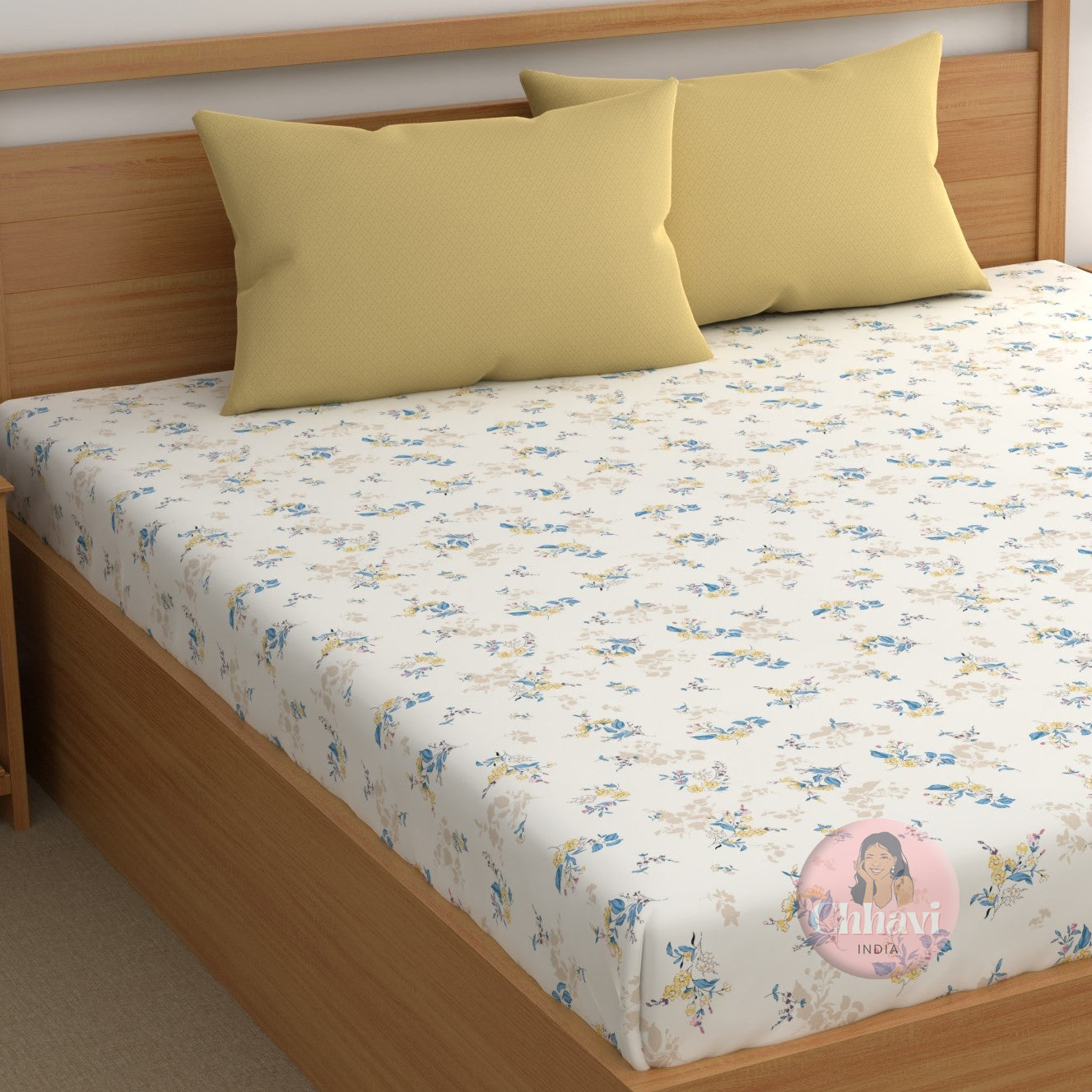 CHHAVI INDIA 210 TC Microfiber Printed Double Bedsheet With Pillow Covers