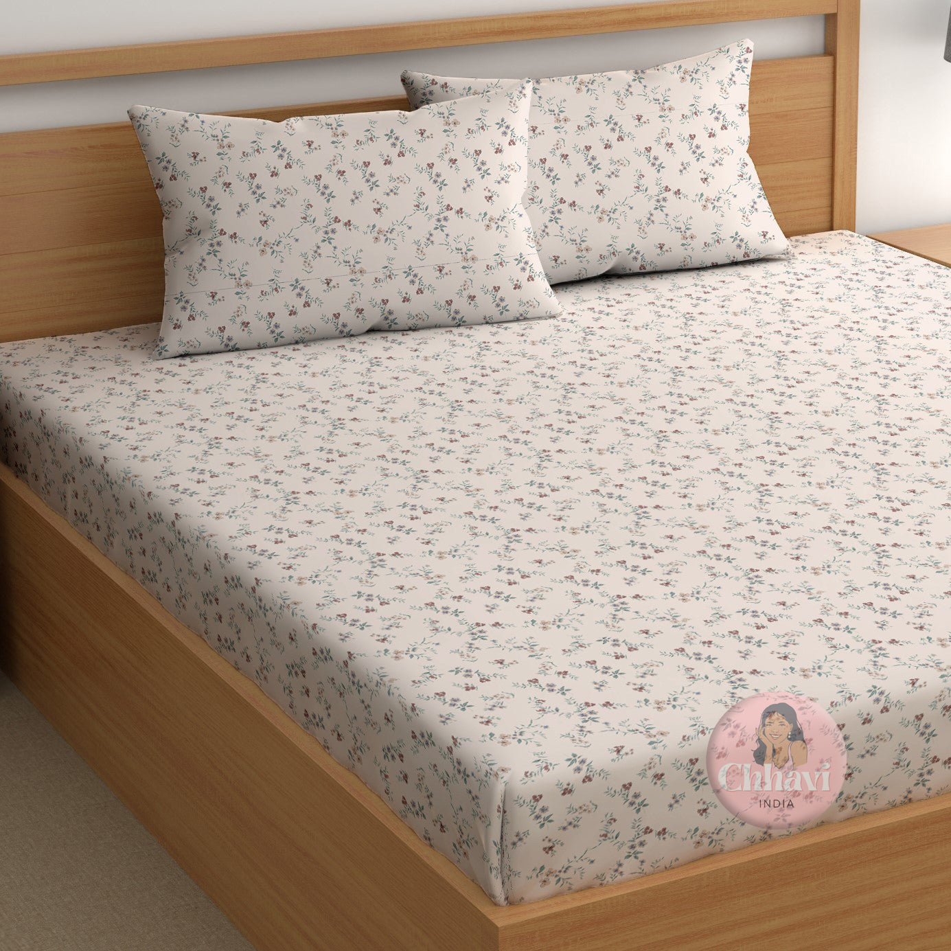 CHHAVI INDIA 210 TC Microfiber Printed King Size Bedsheet With Pillow Covers