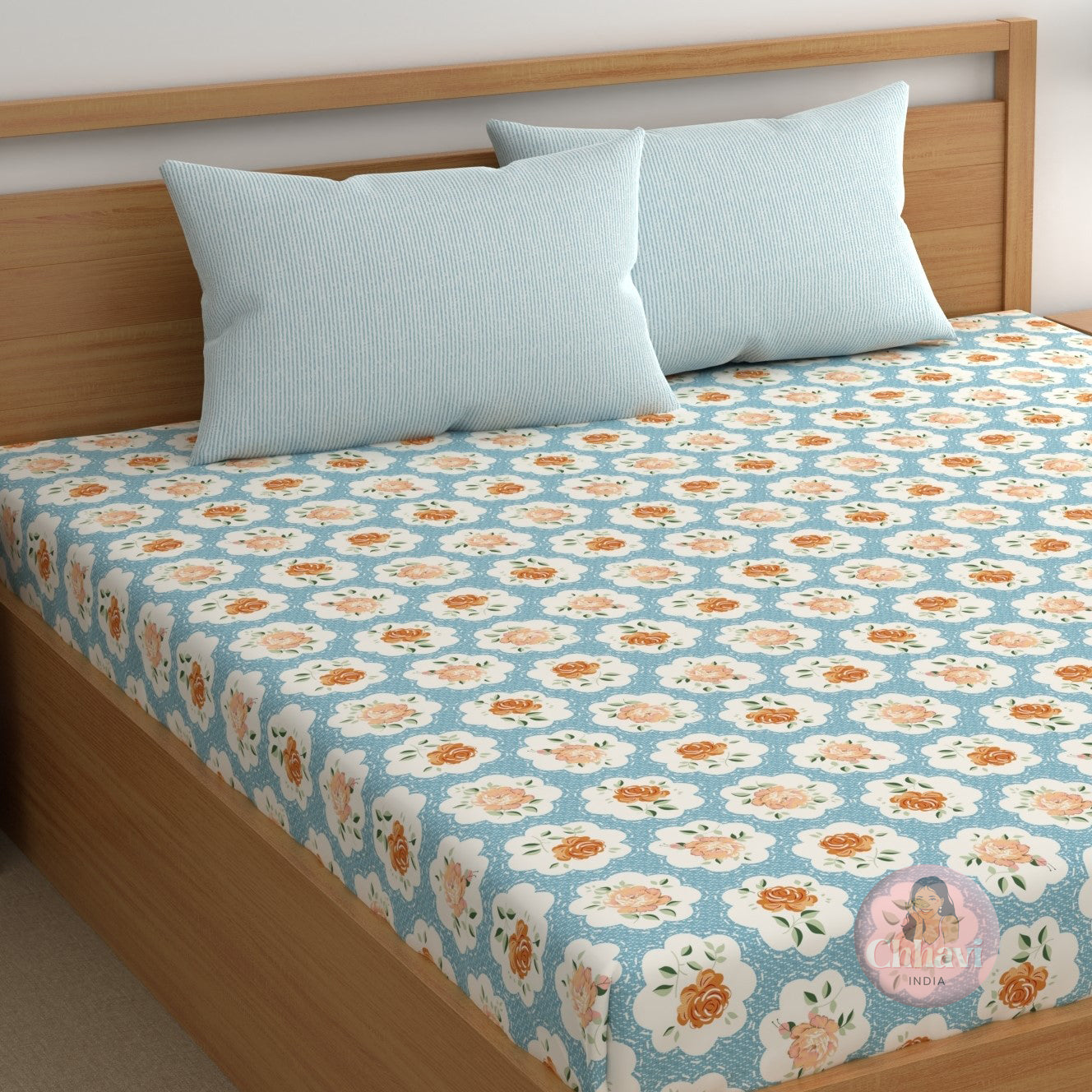 CHHAVI INDIA 210 TC Microfiber Printed King Size Bedsheet With Pillow Covers