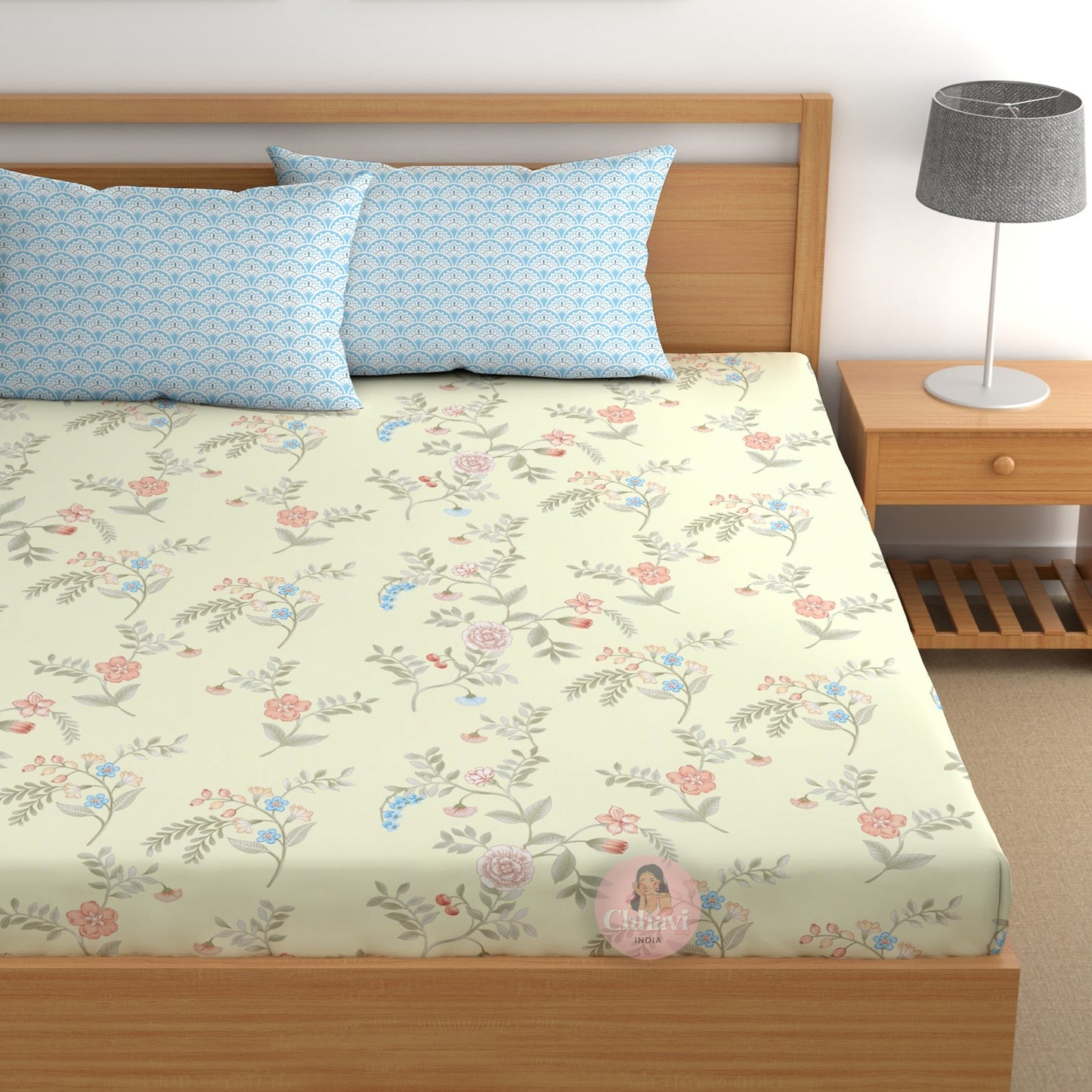 CHHAVI INDIA 210 TC Microfiber Printed King Size Bedsheet With Pillow Covers
