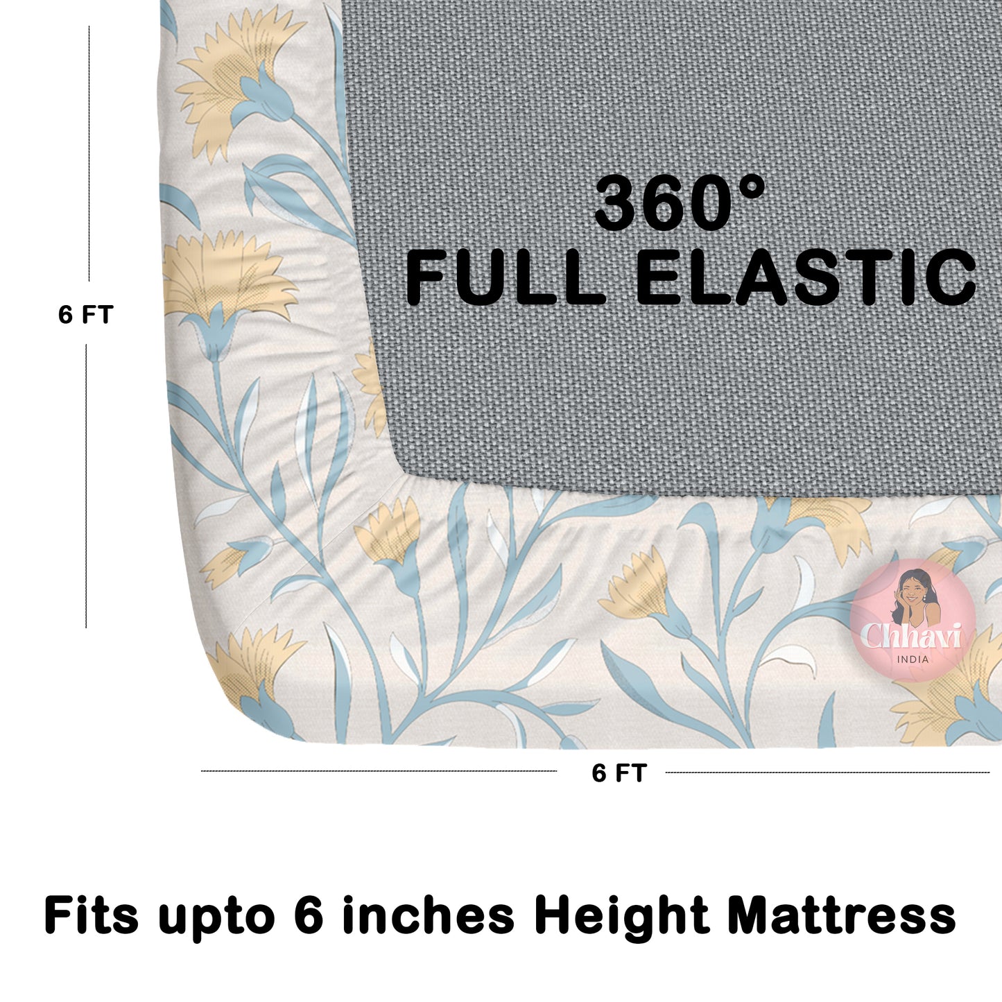 CHHAVI INDIA 210 TC Microfiber Double Fitted  Size Printed Bedsheet