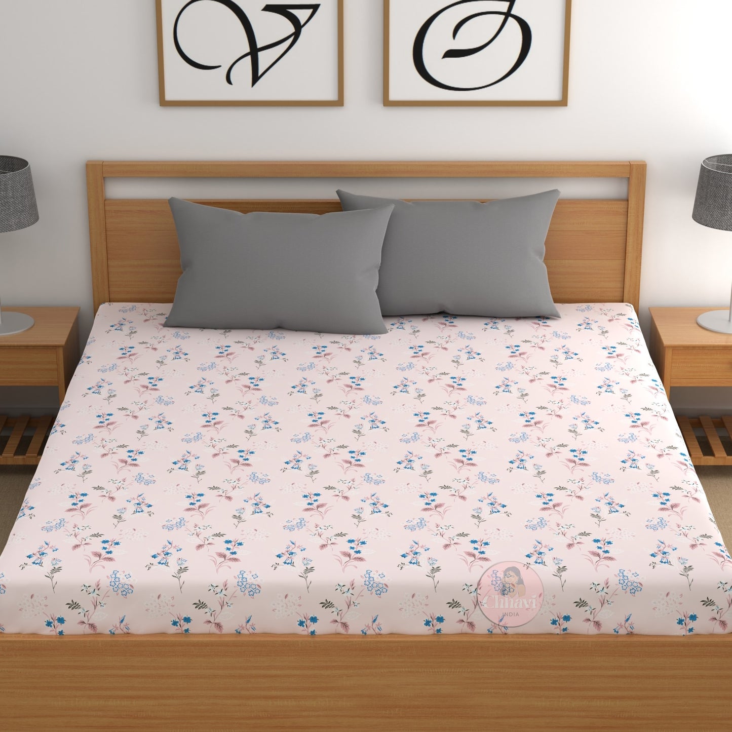 CHHAVI INDIA 210 TC Microfiber Printed King Size Bedsheet With Pillow Covers