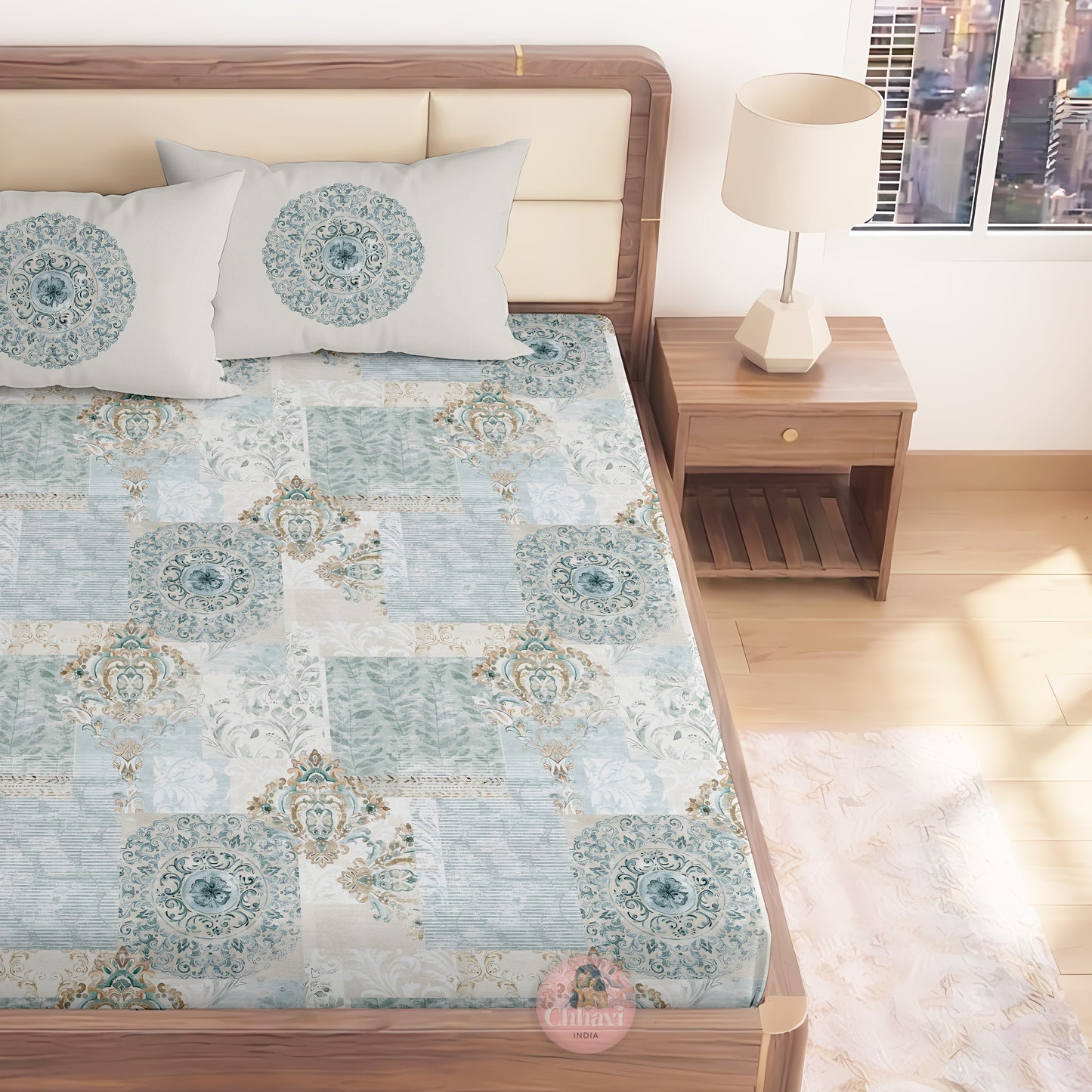 CHHAVI INDIA 210 TC Microfiber Printed King Size Bedsheet With Pillow Covers