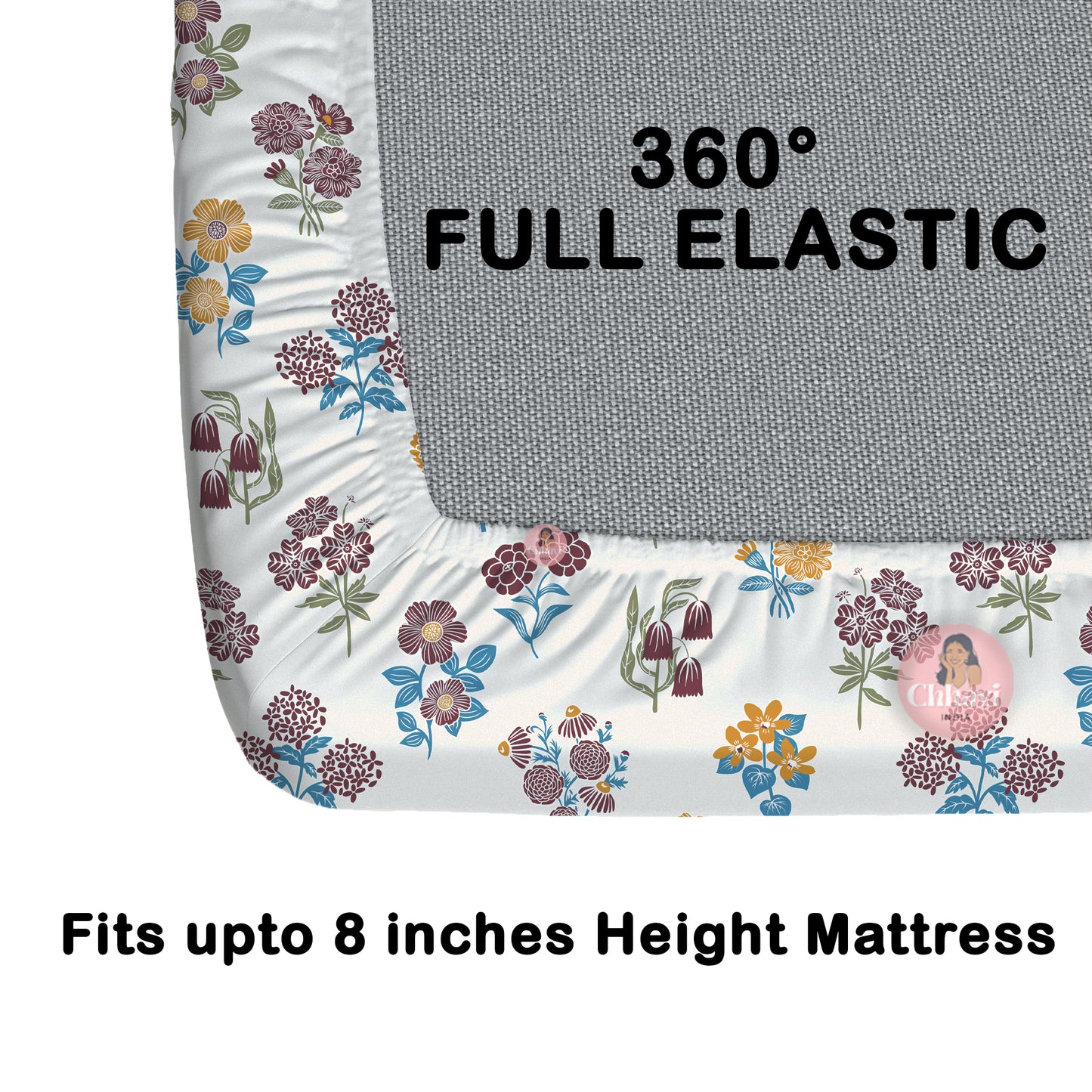 CHHAVI INDIA 210 TC Microfiber Waterproof Printed Fitted (Elastic) Bedsheet